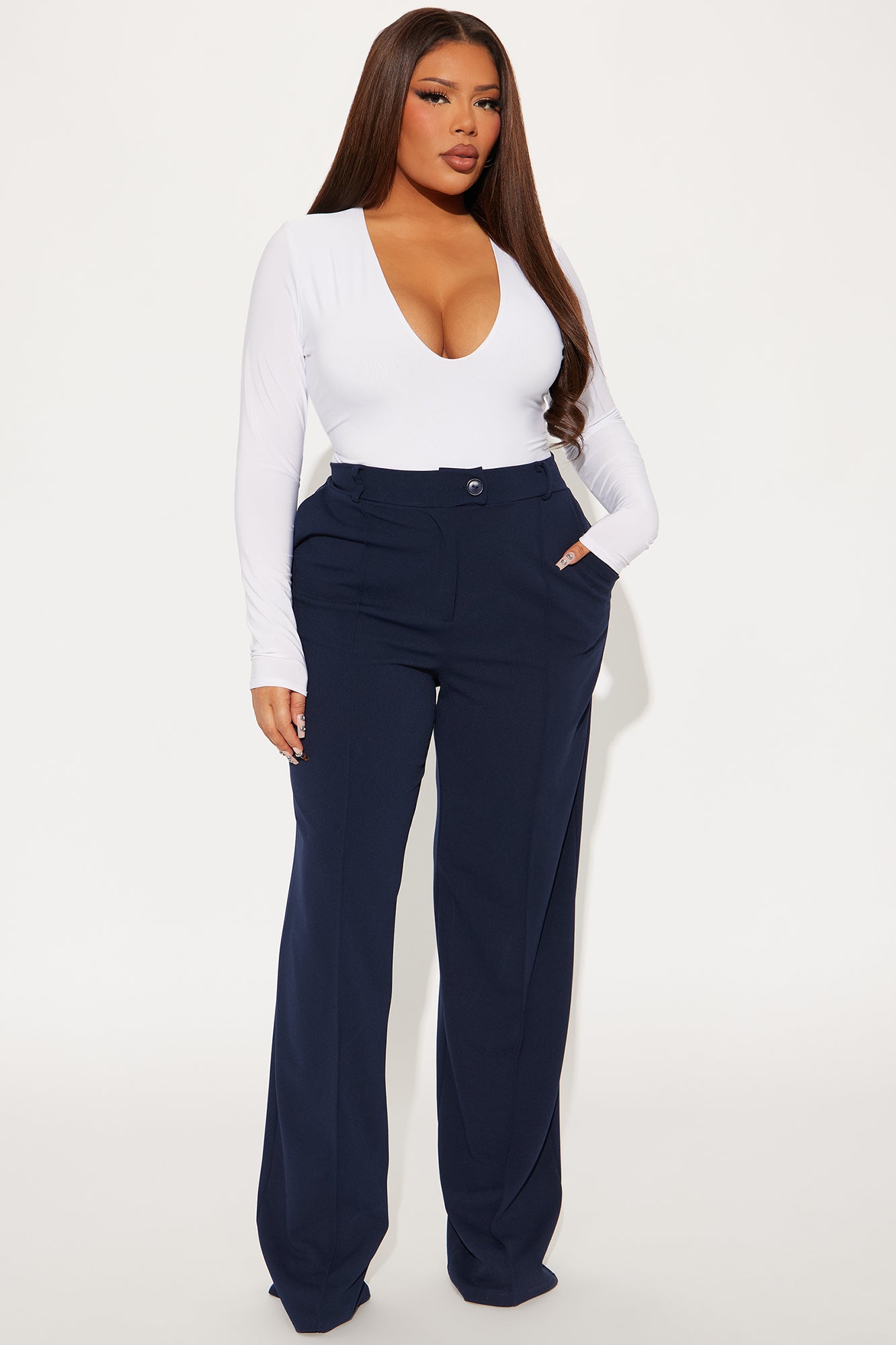 Tall Heidi Wide Leg Trouser Pant - Navy - Image 4