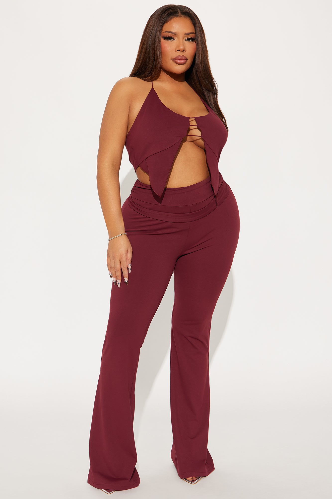 After Hours Halter Pant Set - Wine - Image 4