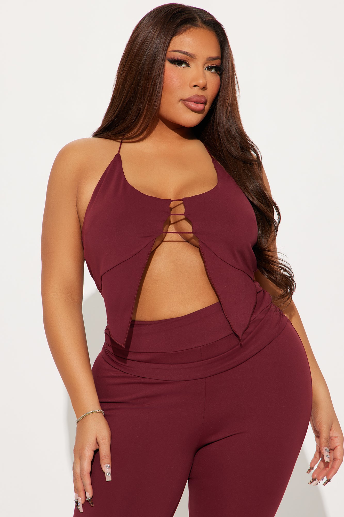 After Hours Halter Pant Set - Wine - Image 5