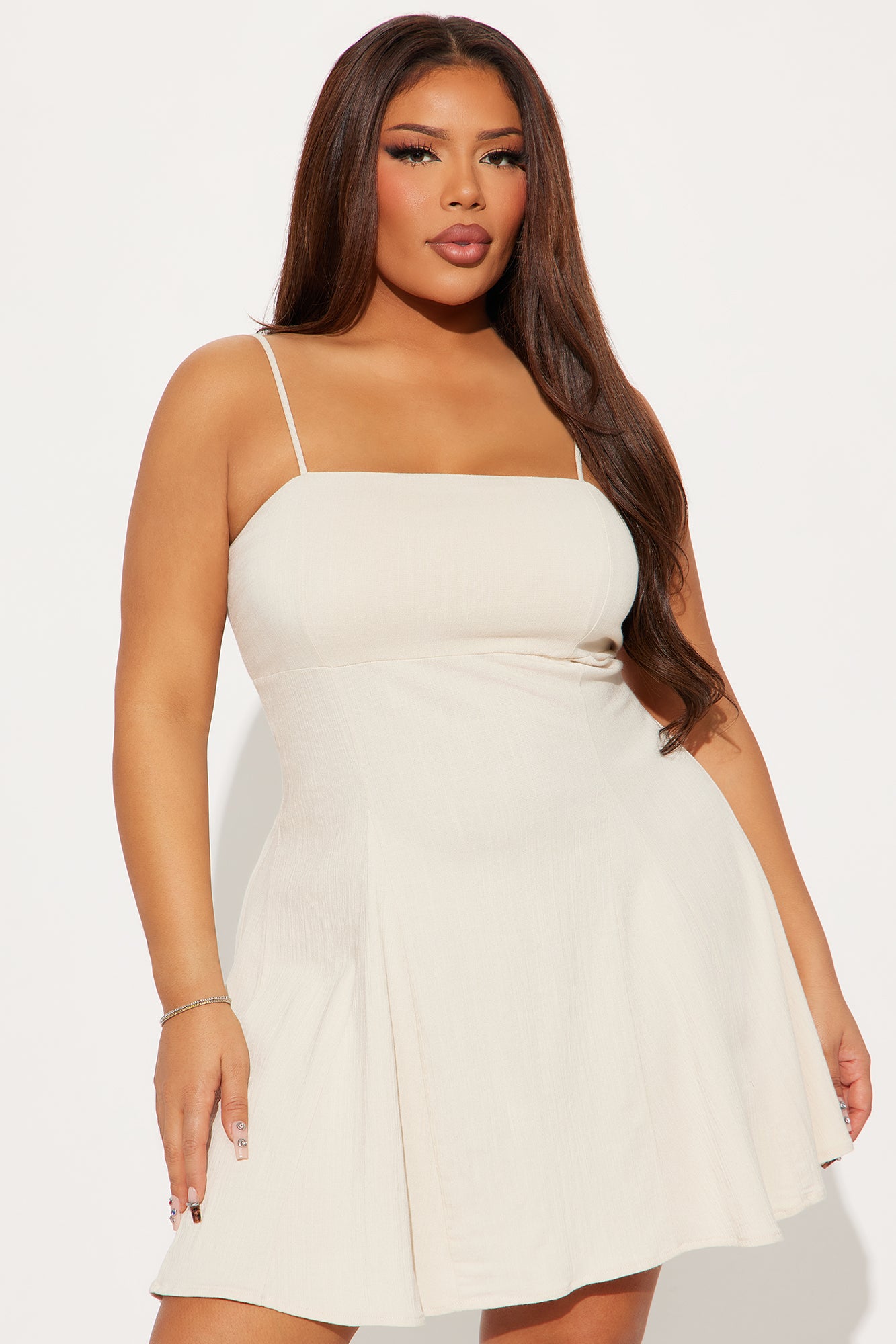 Caliah Stretch Linen Micro Mini Dress - Natural - Image 5