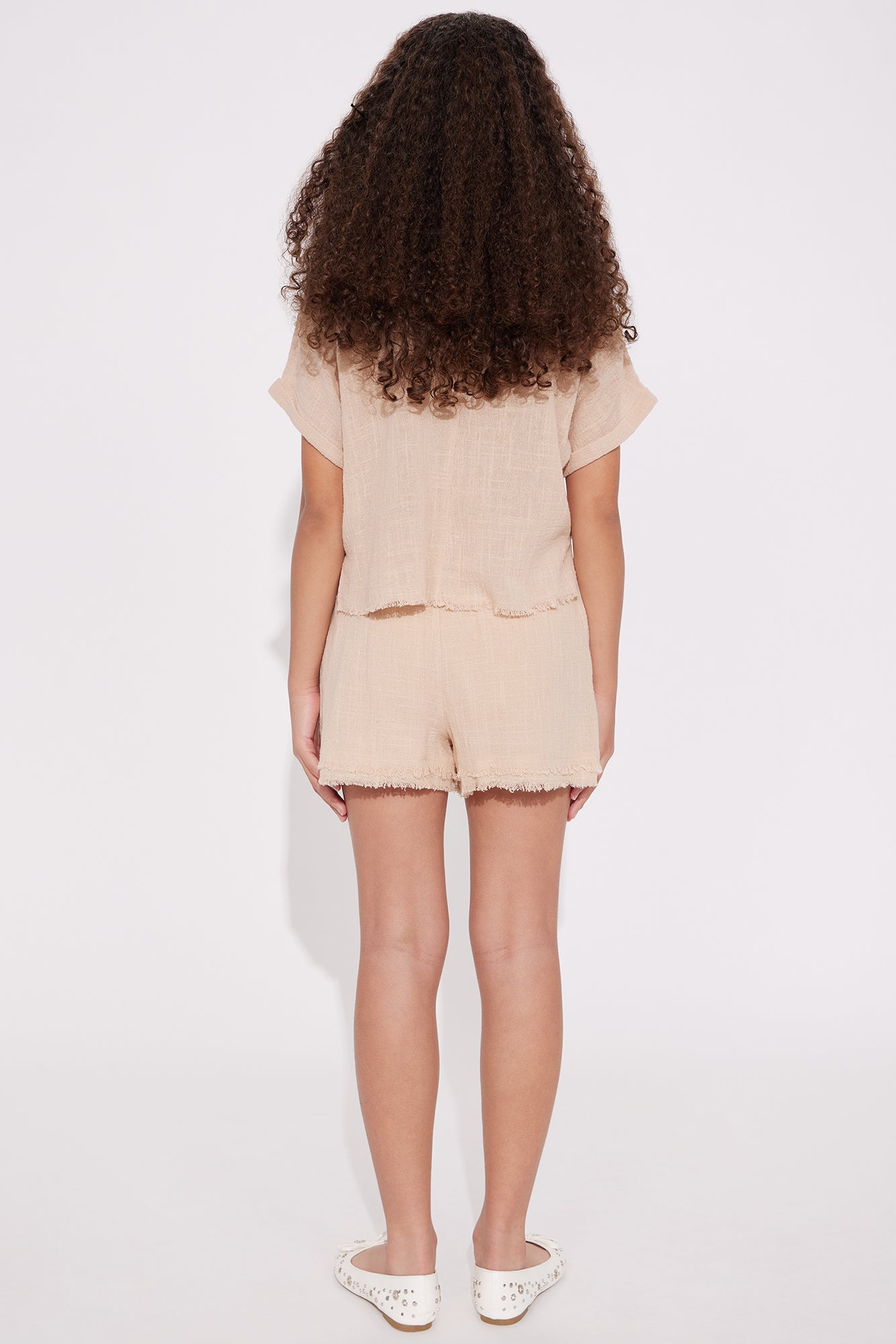 Mini Easy Breezy Linen Short Set - Taupe - Image 3
