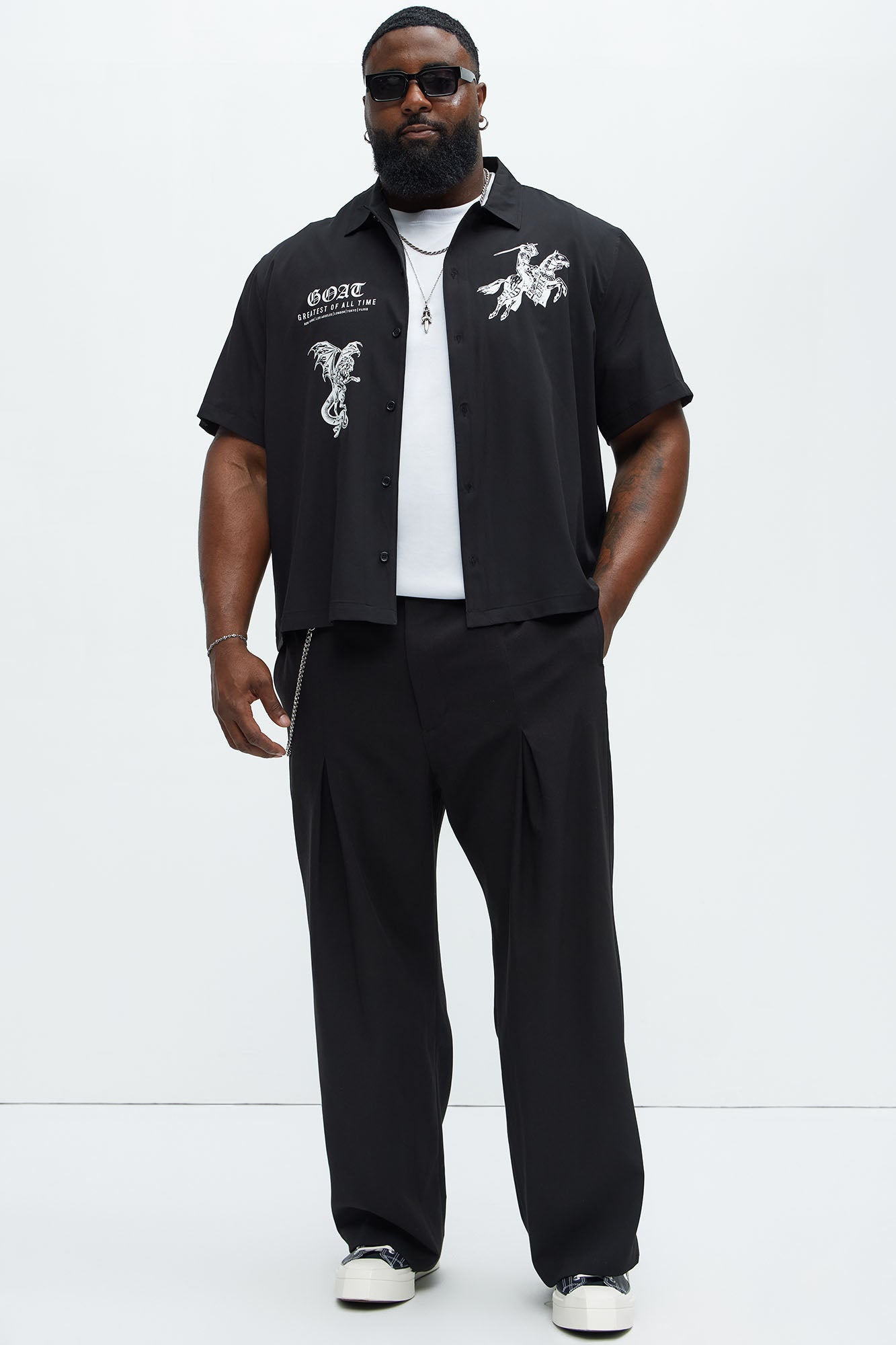 Knight And Gargoyle Full Button Shirt - Black - Image 6