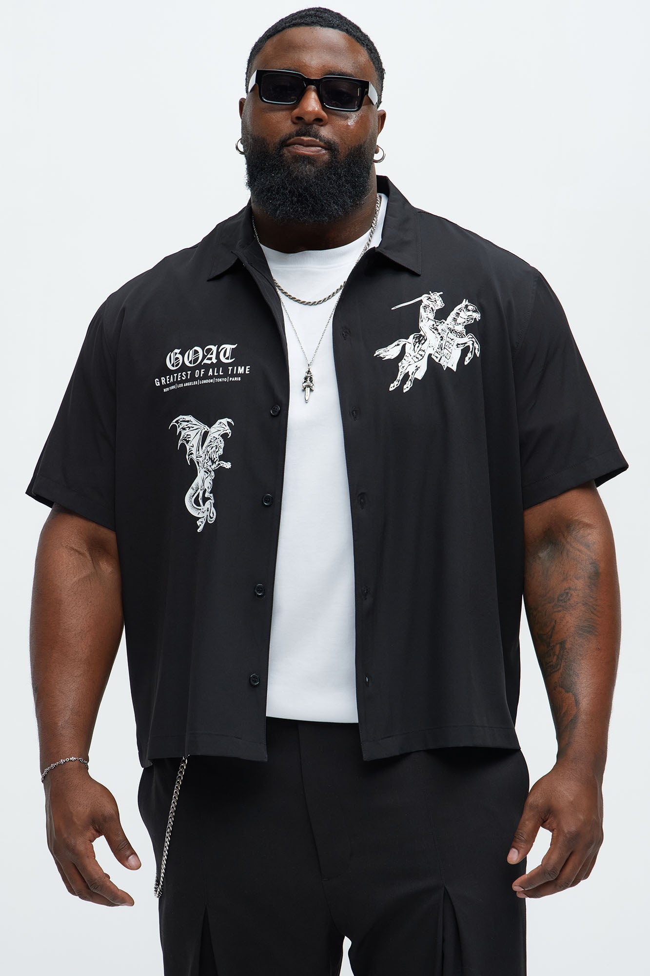 Knight And Gargoyle Full Button Shirt - Black - Image 5