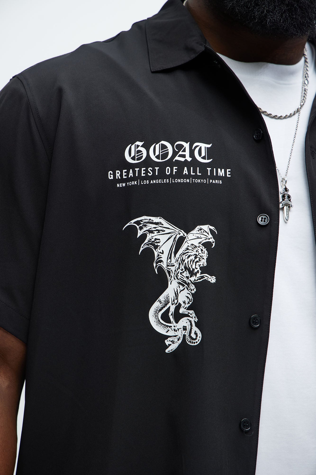 Knight And Gargoyle Full Button Shirt - Black - Image 7