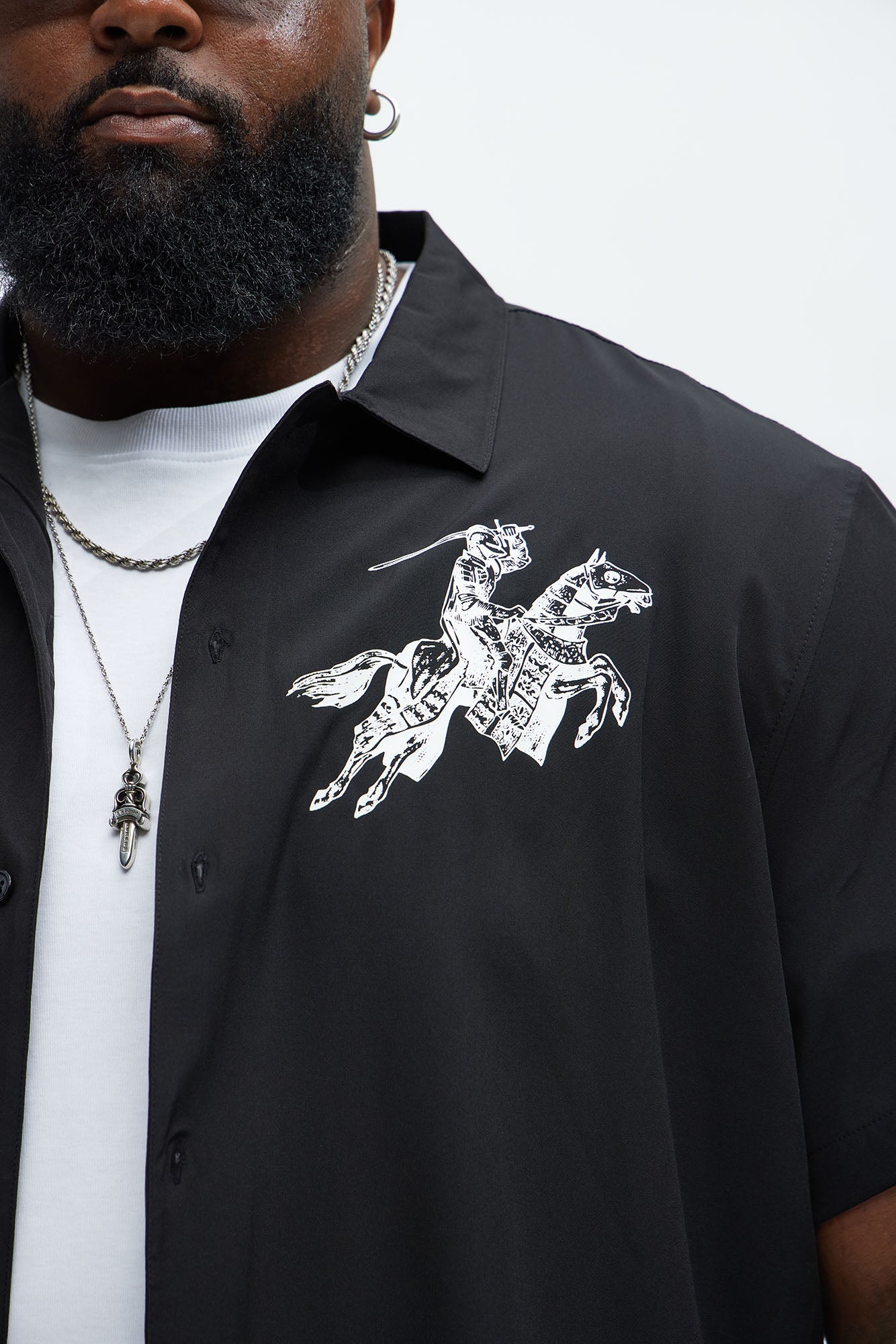 Knight And Gargoyle Full Button Shirt - Black - Image 8