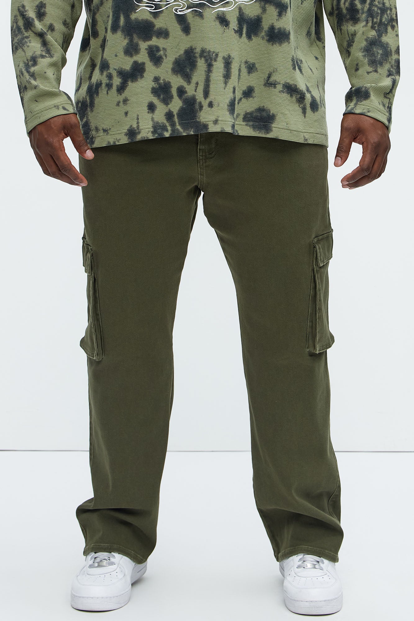 Classic Straight Cargo Jeans - Olive - Image 6