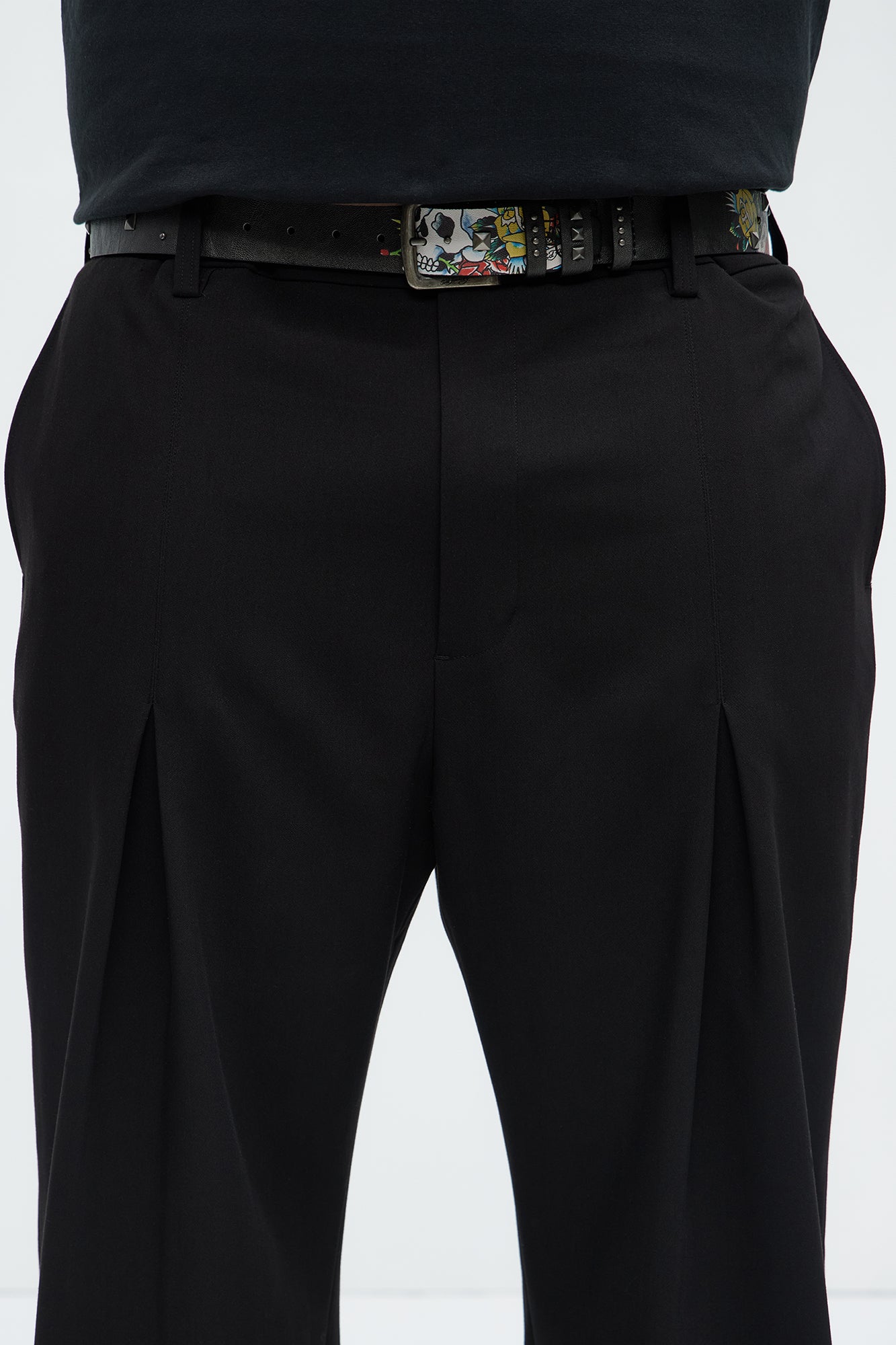 Ed Hardy Skulls & Roses Studded Belt - Black - Image 5