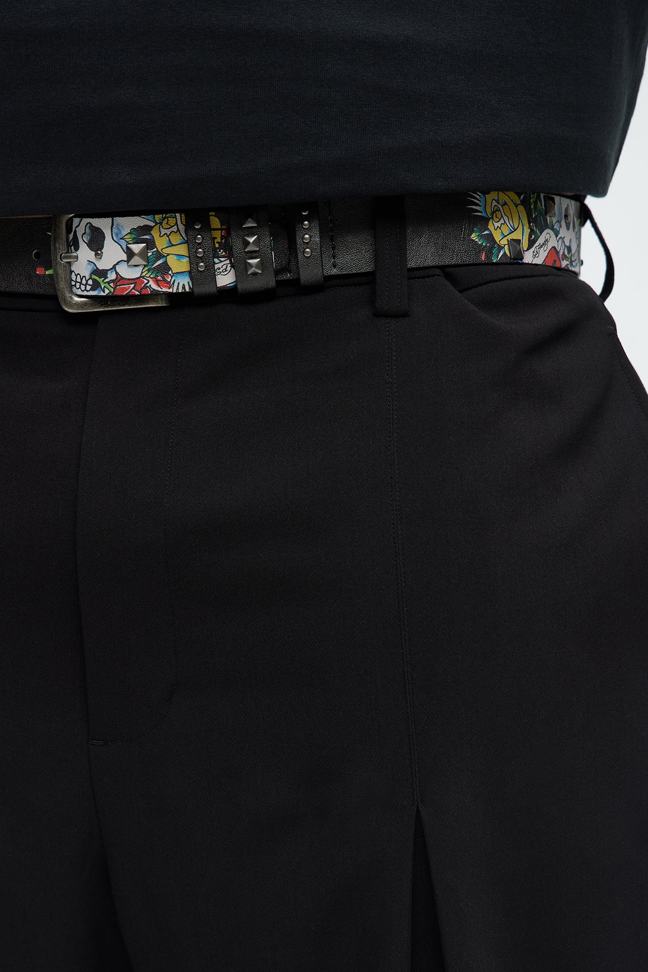 Ed Hardy Skulls & Roses Studded Belt - Black - Image 4