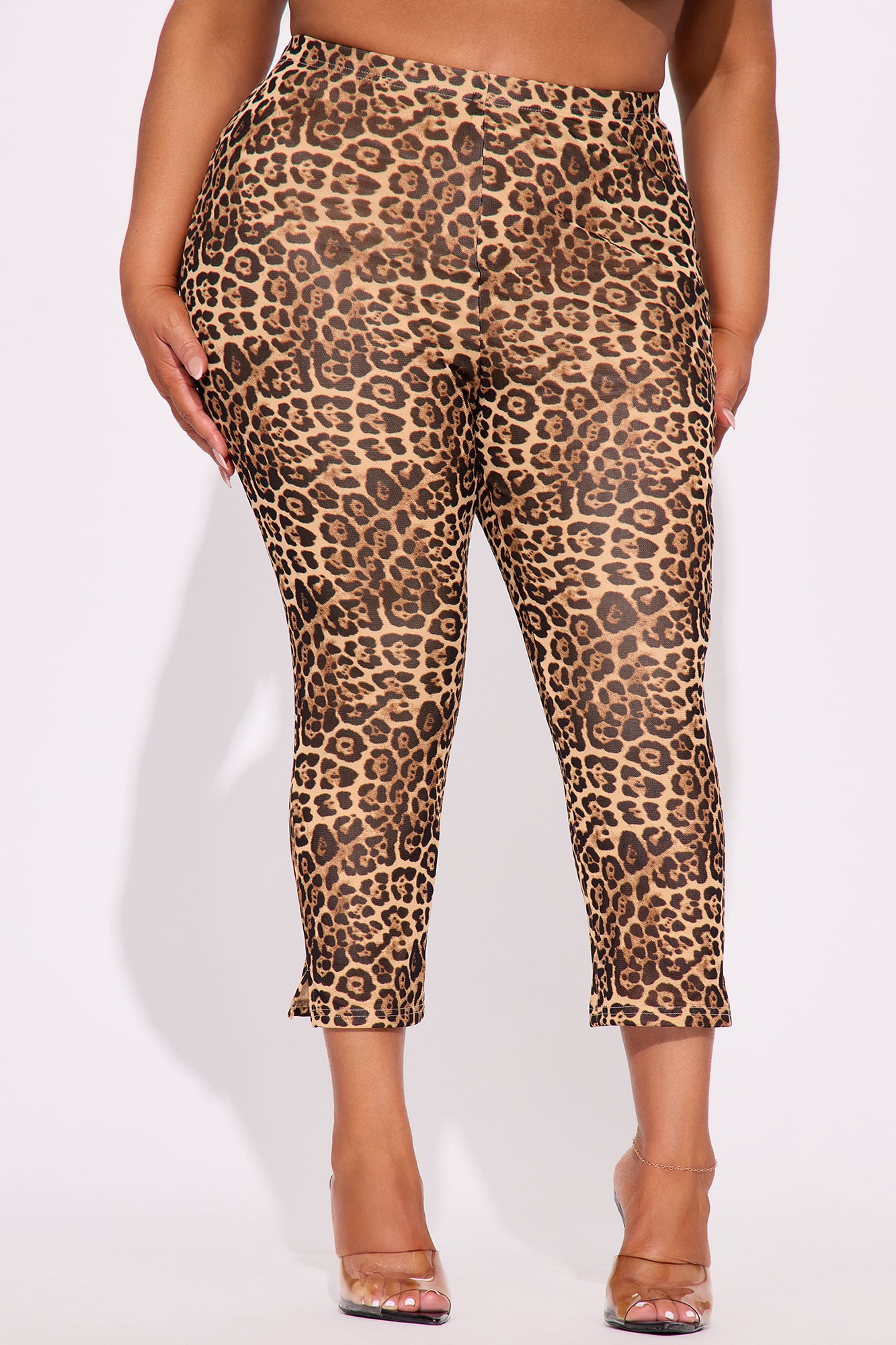 Nathalia Leopard Mesh Capri Legging - Brown/combo - Image 5