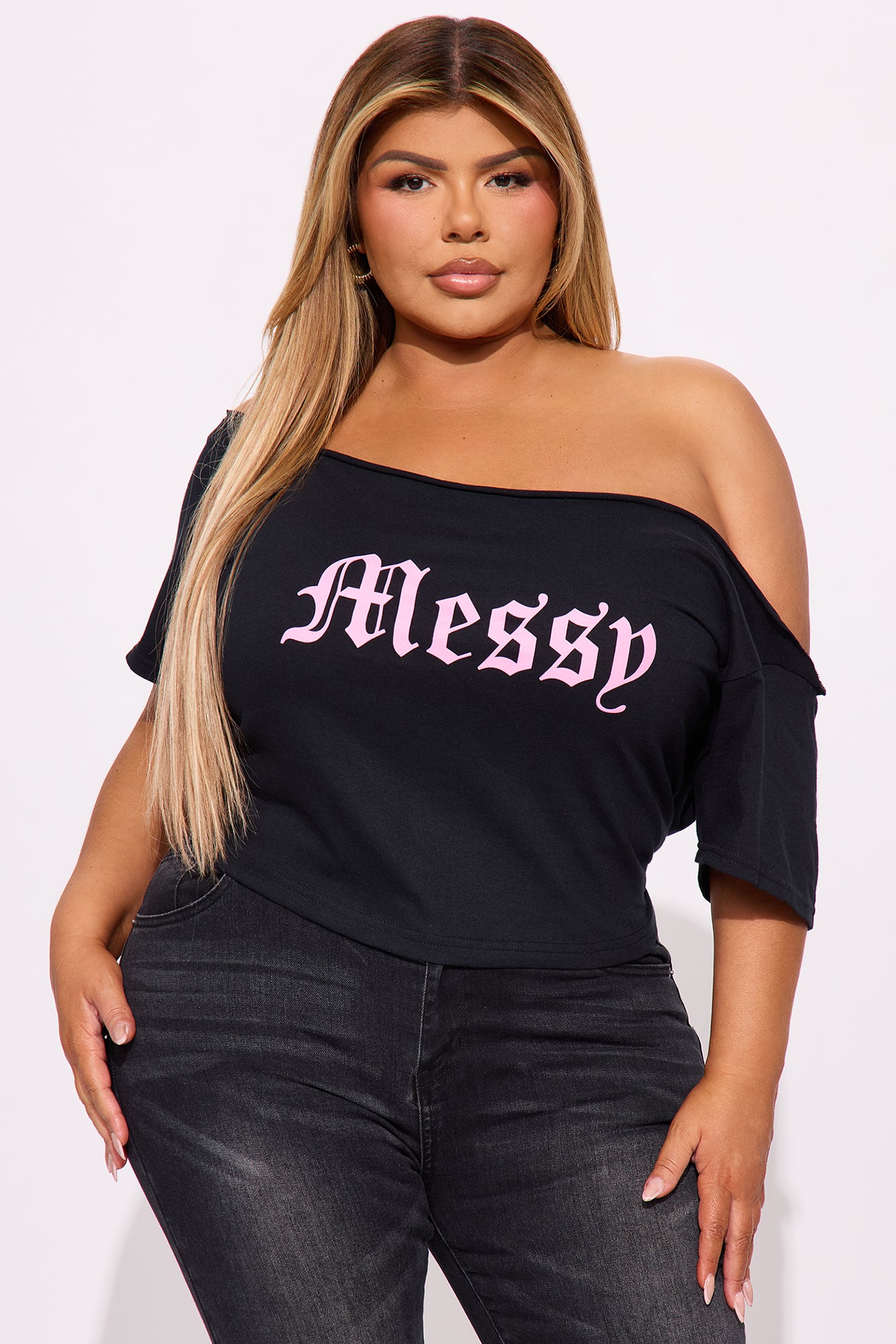 Cause I'm Too Messy Baby Tee - Black - Image 4