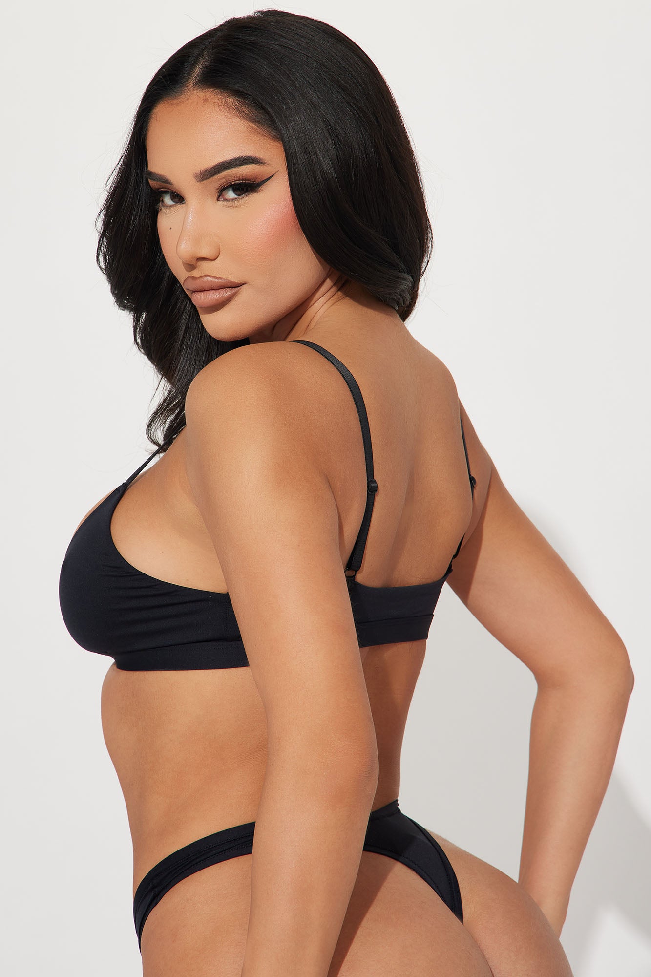 Light As A Feather Microfiber Triangle Bralette - Black - Image 3