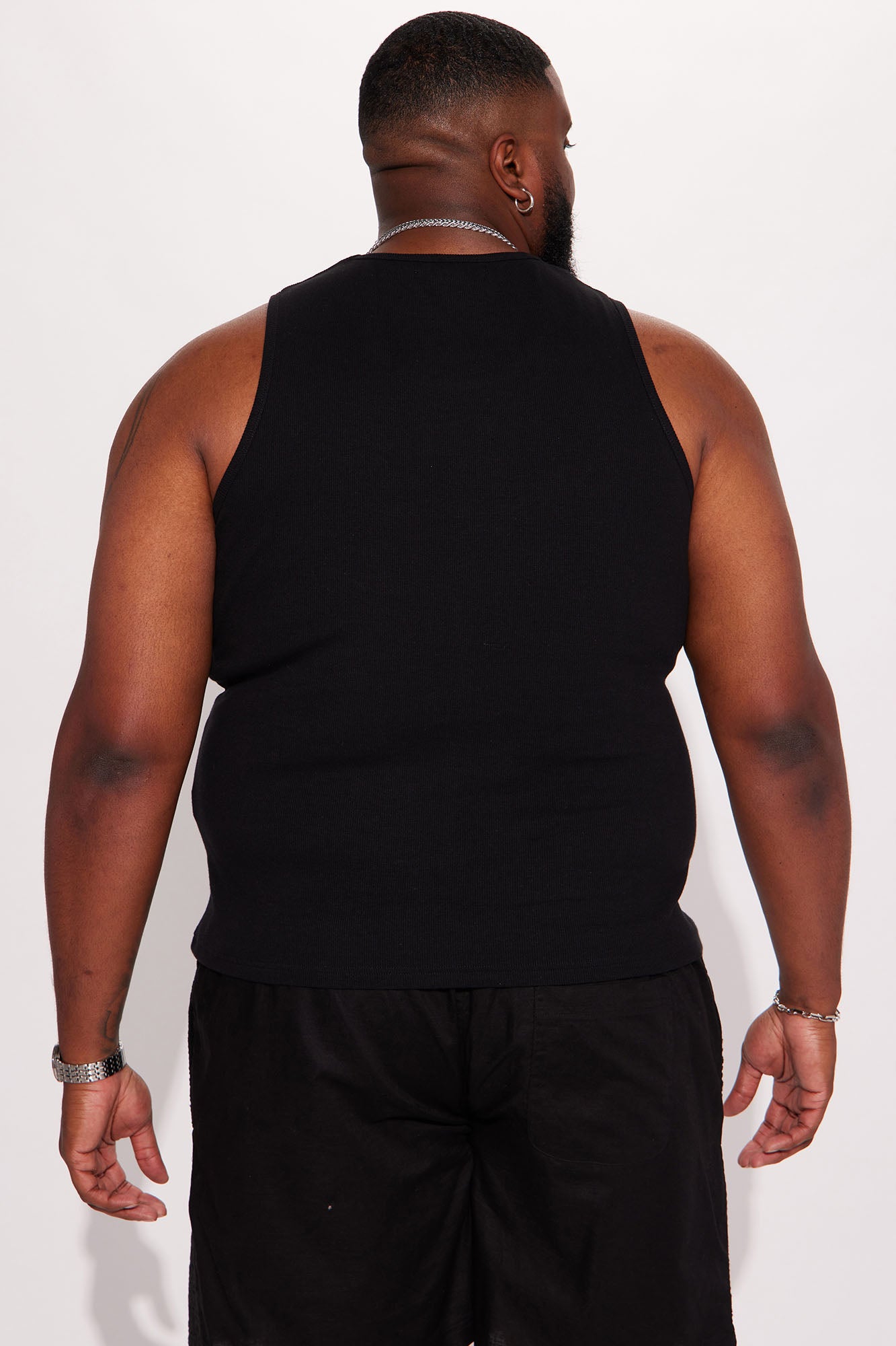 Classic Ribbed Tank Top - Black - Image 6