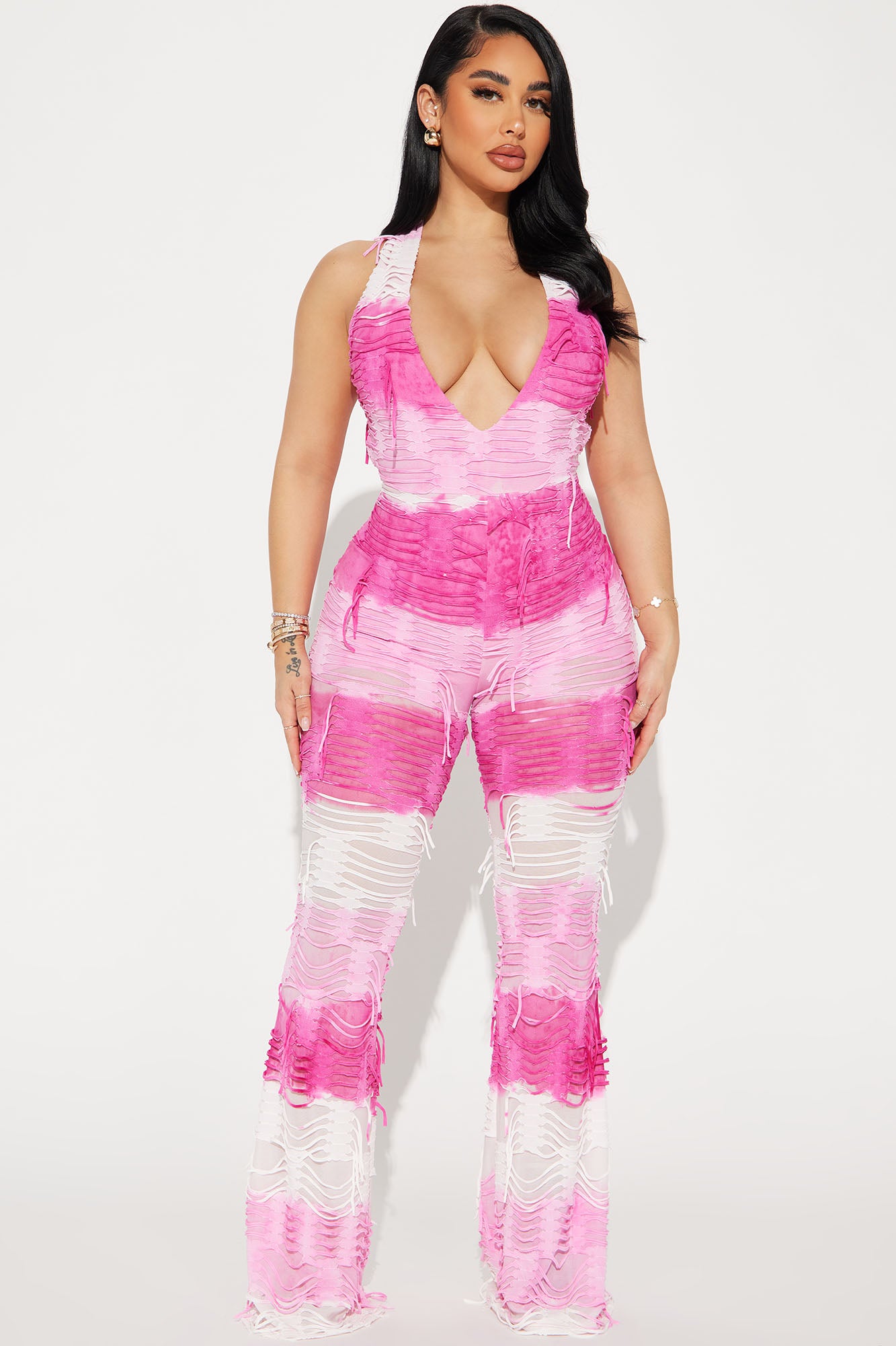 Had You Figured Out Distressed Jumpsuit - Pink - Image 3