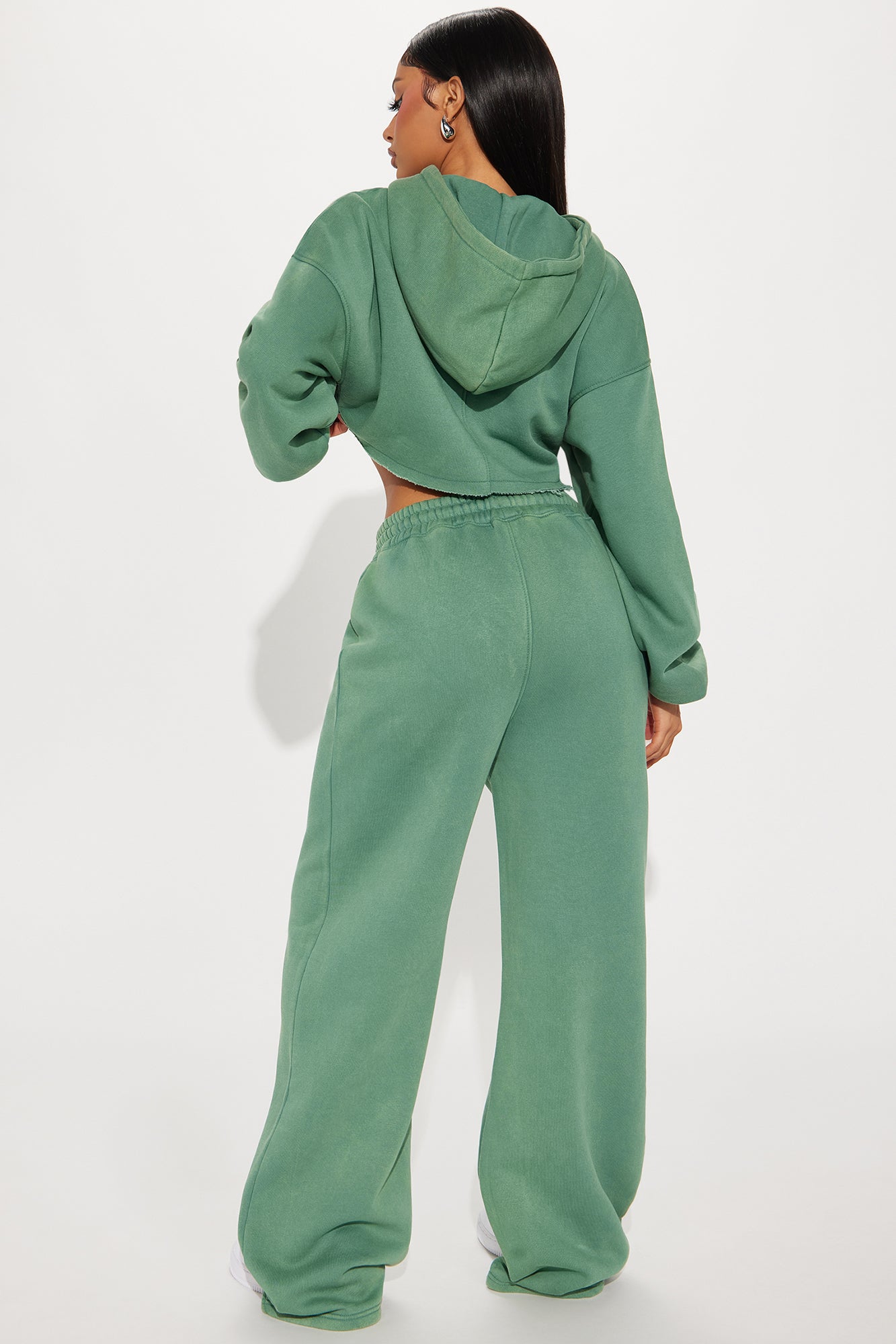 On The Go Fleece Pant Set - Green - Image 3