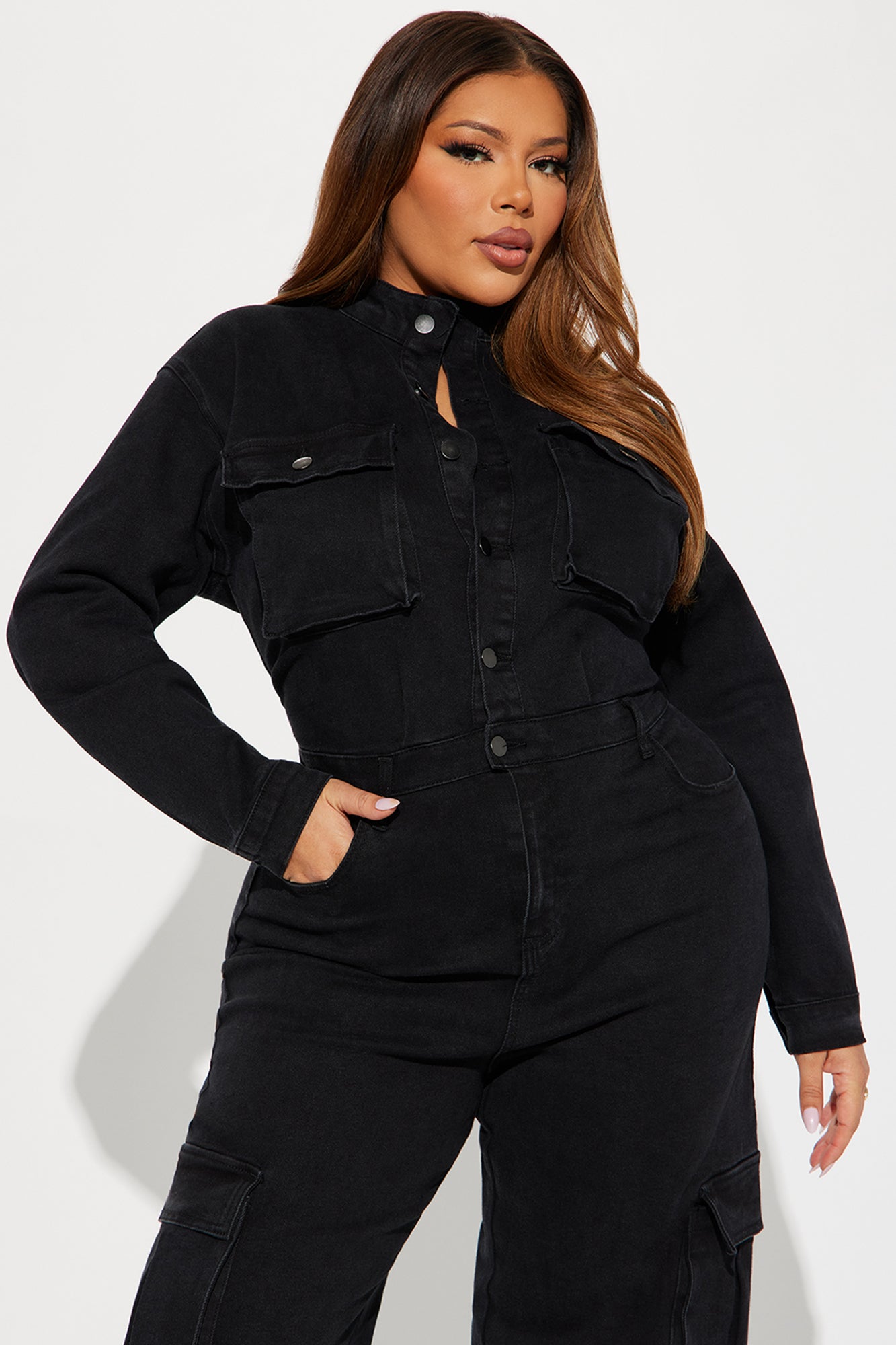 Stunning Allure Denim Jumpsuit - Black - Image 5