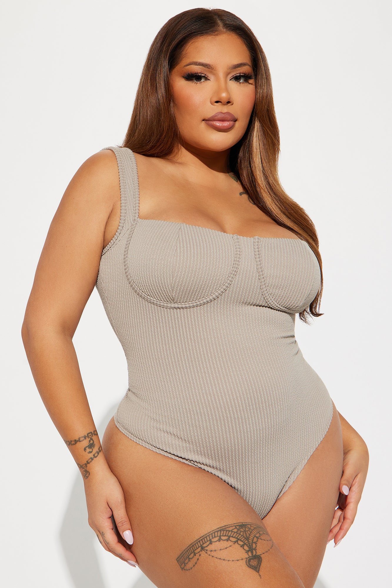 It Girl Ribbed Bodysuit - Stone - Image 5