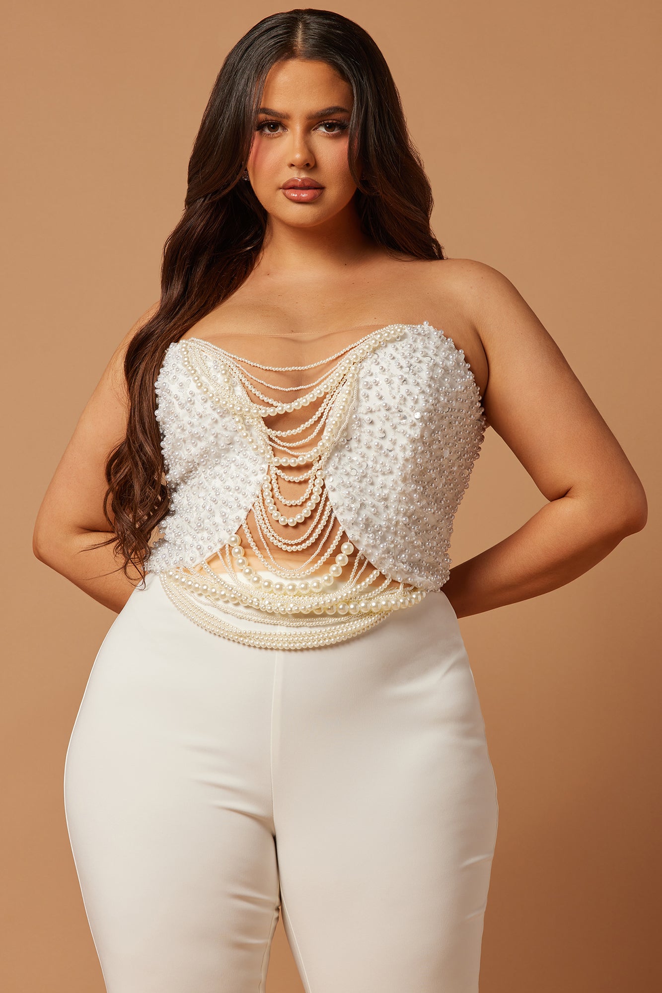 Eva Embellished Pearl Pant Set - White - Image 6