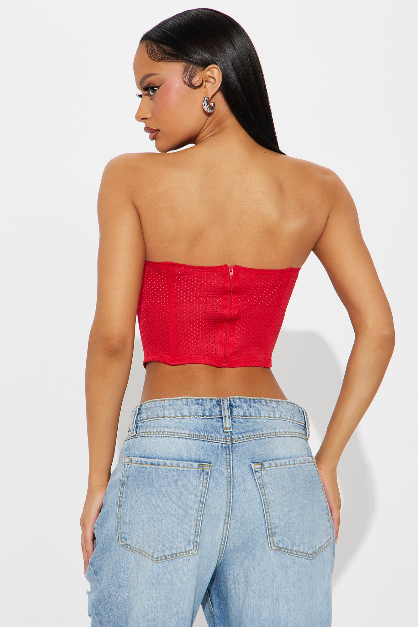 Take Notes Jersey Corset Top - Red - Image 3