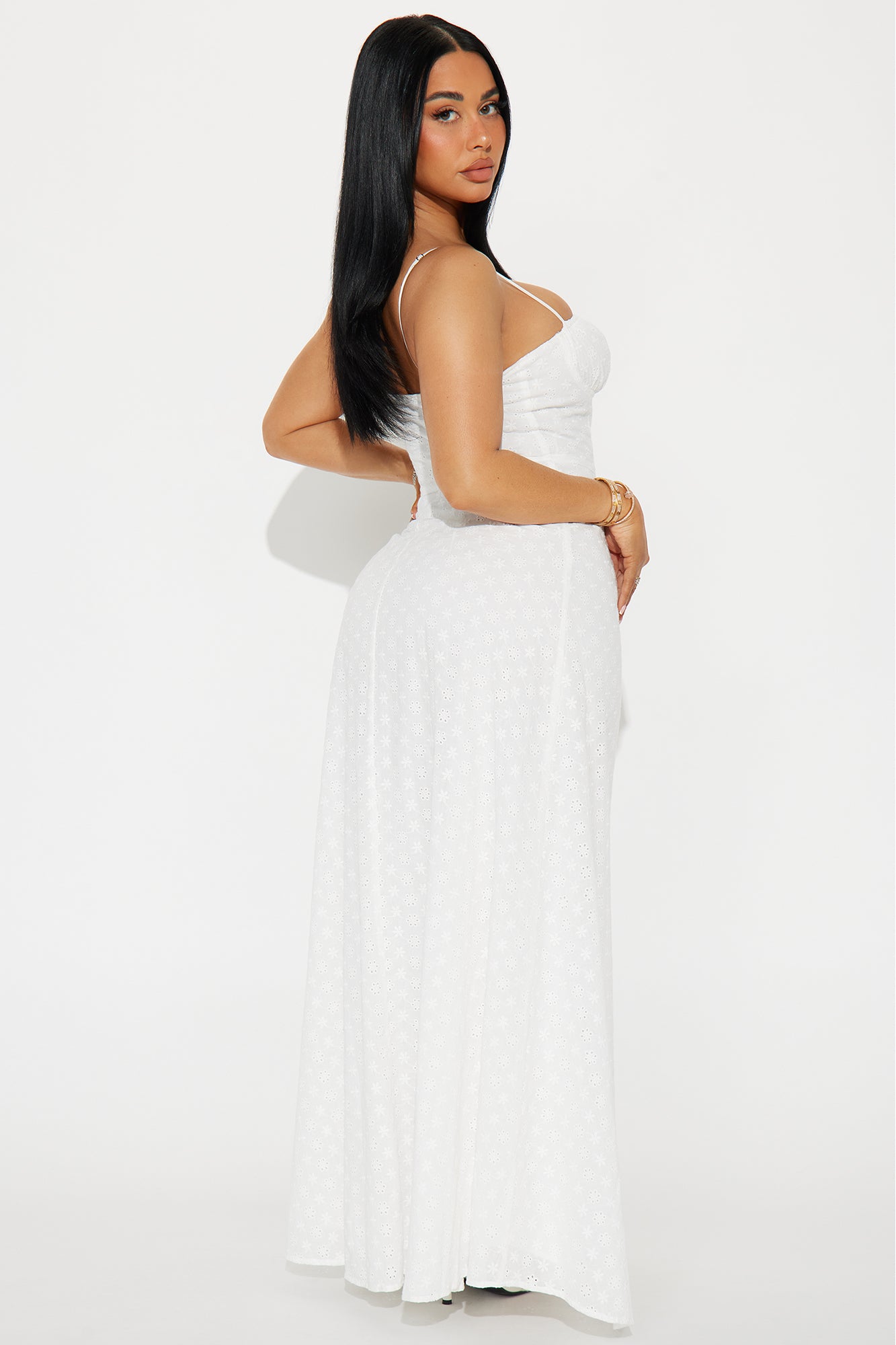 Maxine Eyelet Maxi Dress - White - Image 3