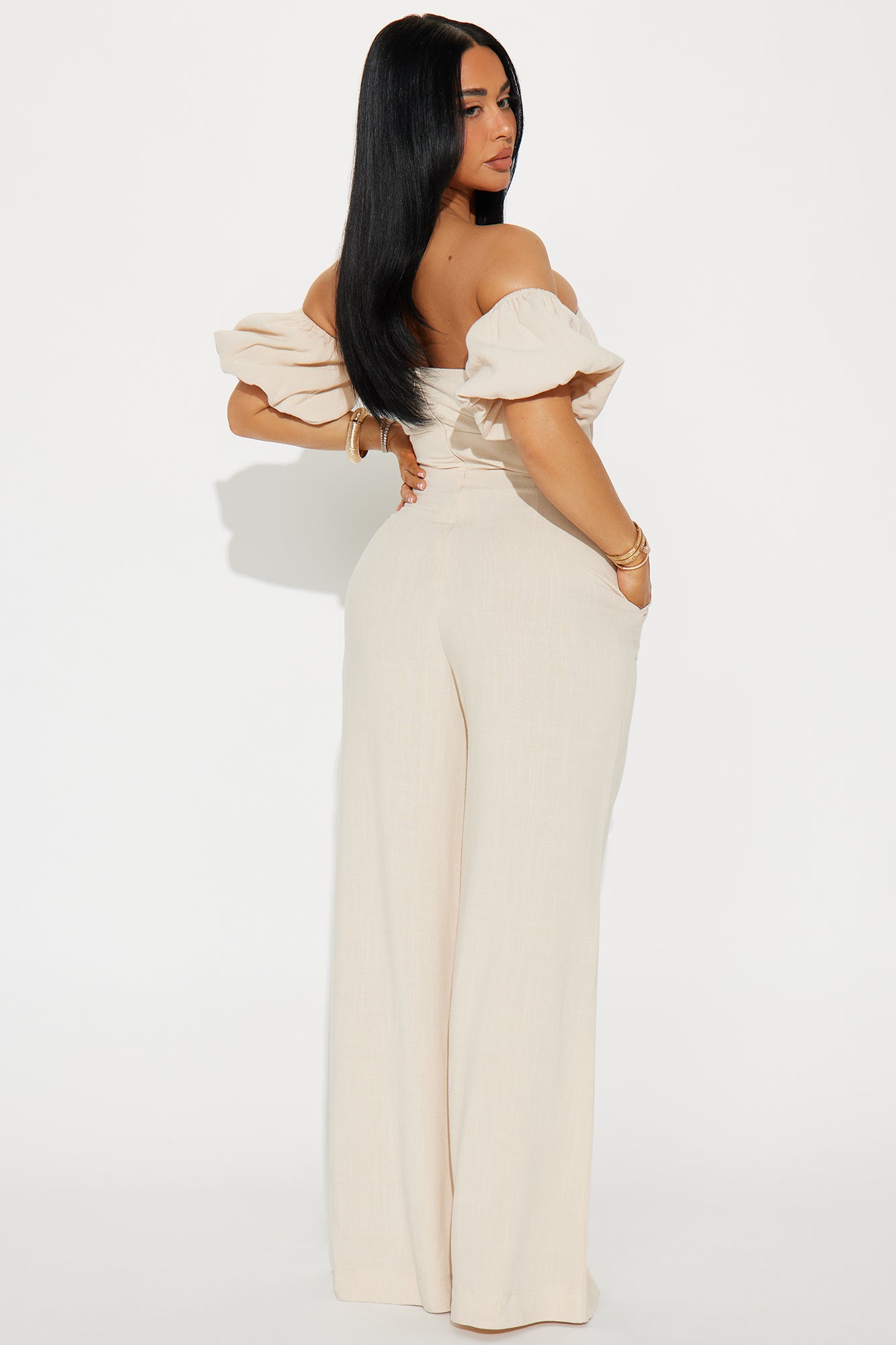 Out And About Linen Jumpsuit - Oatmeal - Image 3