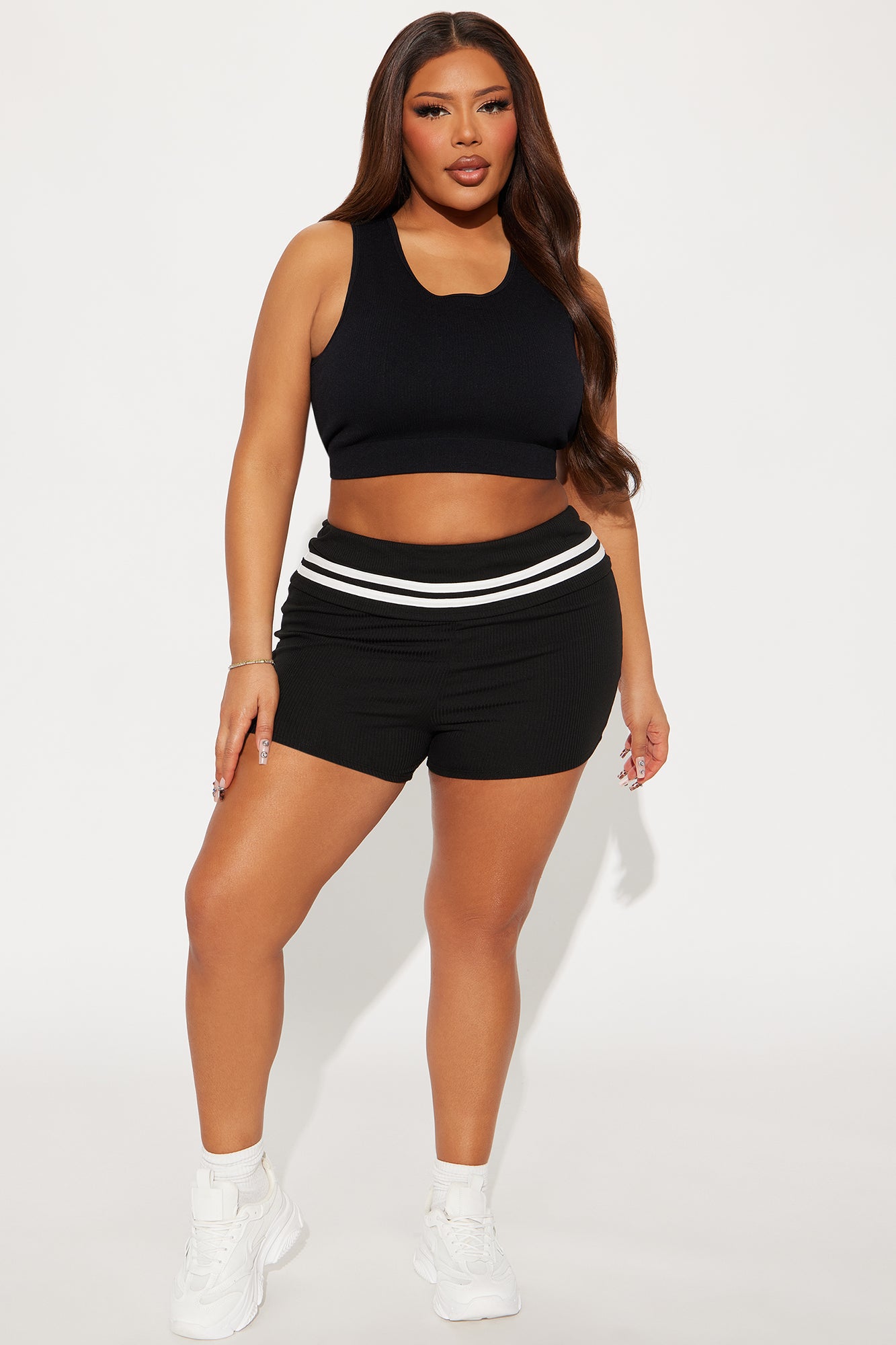 Take It Easy Foldover Waistband Short - Black - Image 5