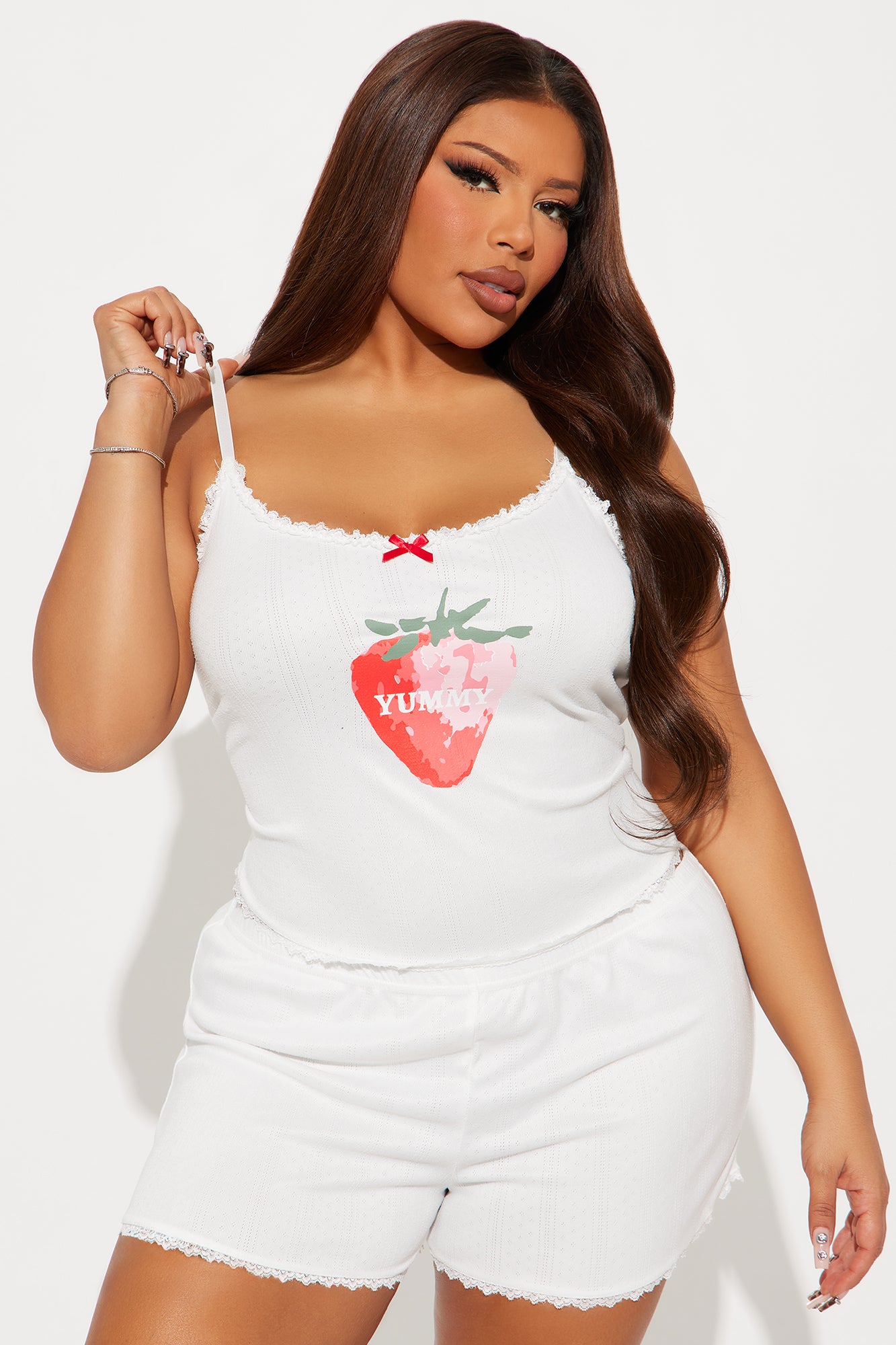 Berry Yummy Pointelle PJ Short Set - White/combo - Image 4