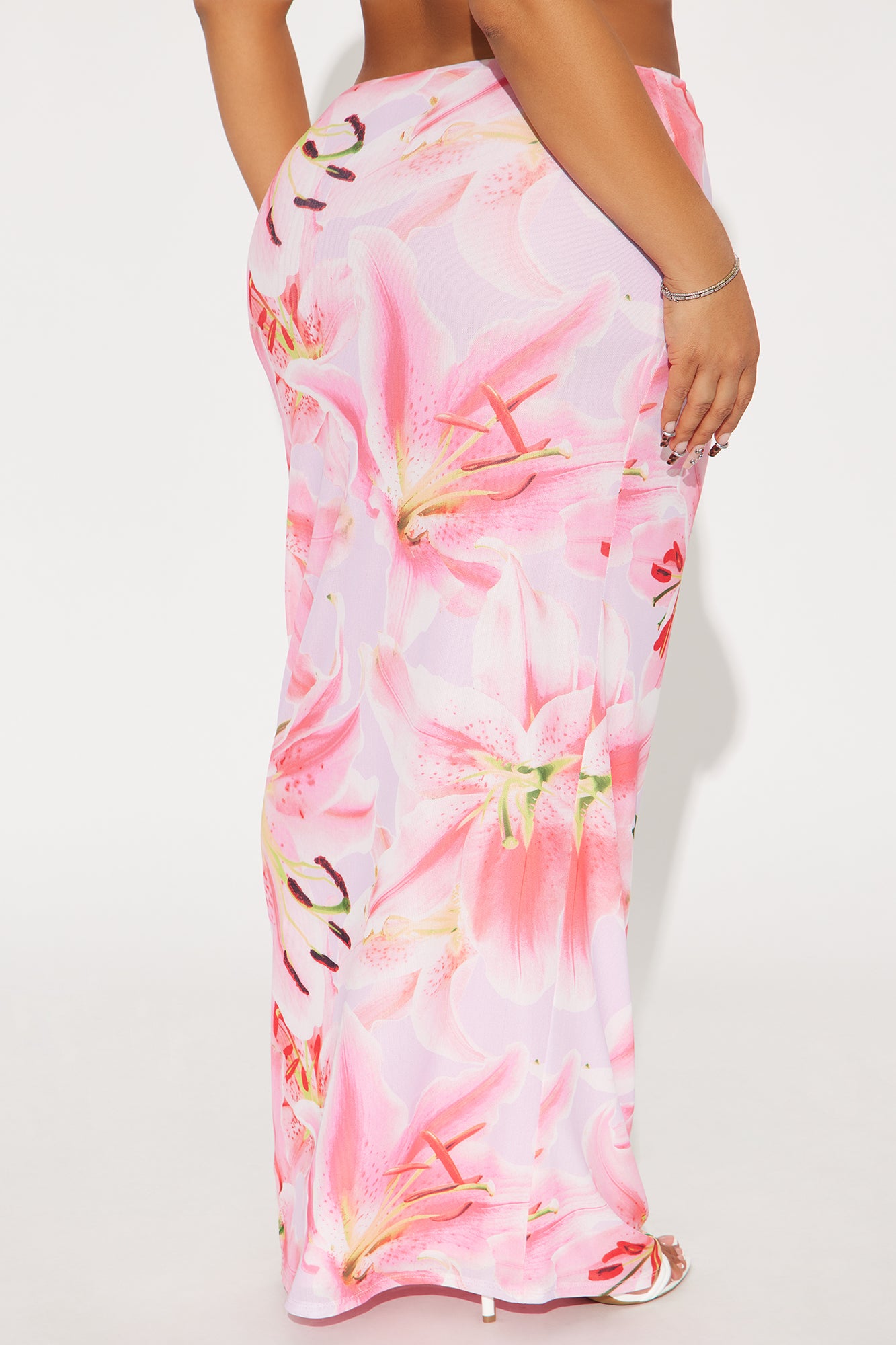 Late Nights In Santorini Floral Mesh Maxi Skirt - Pink/combo - Image 7