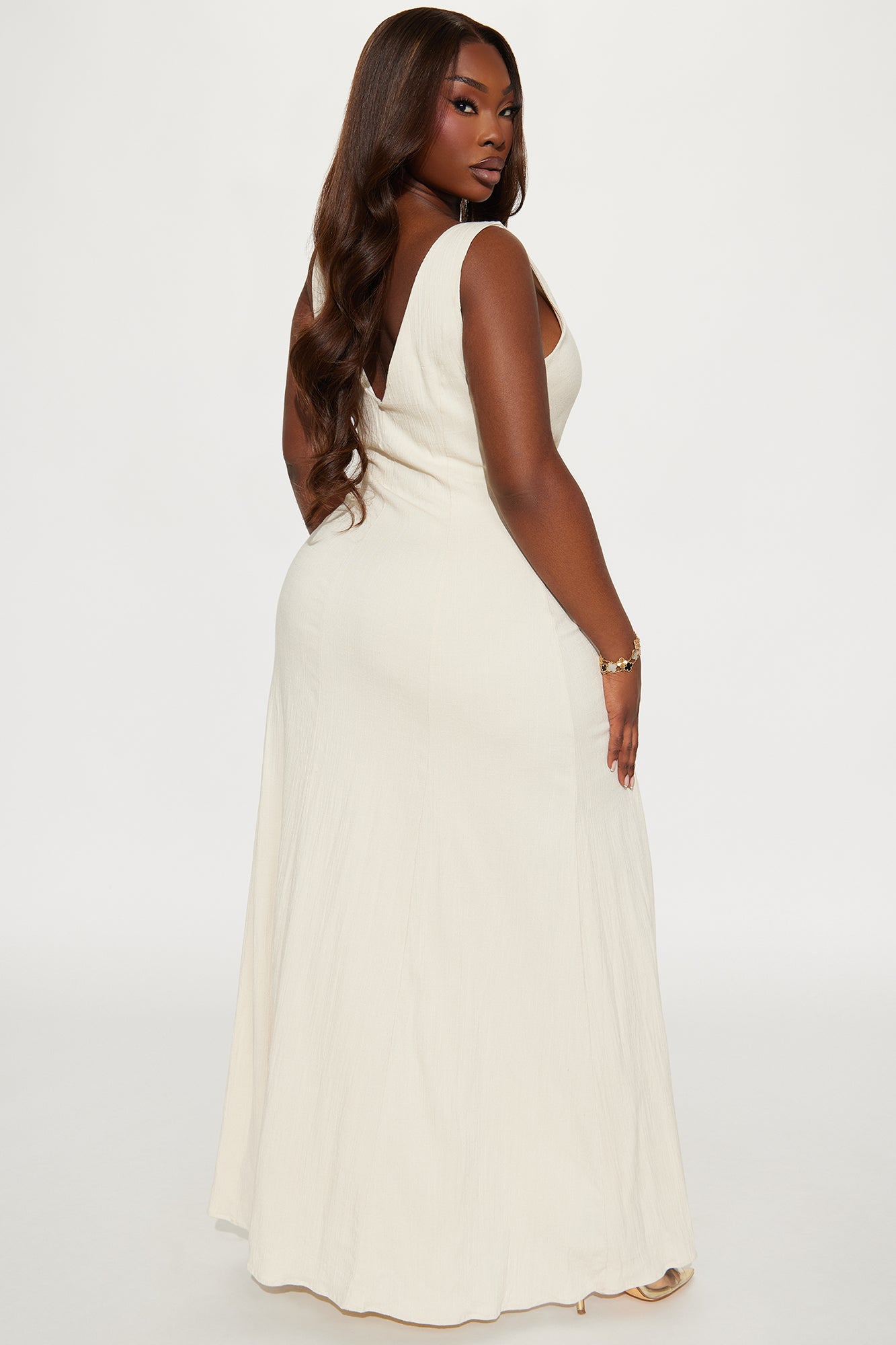 Daniella Stretch Linen Maxi Dress - Cream - Image 6