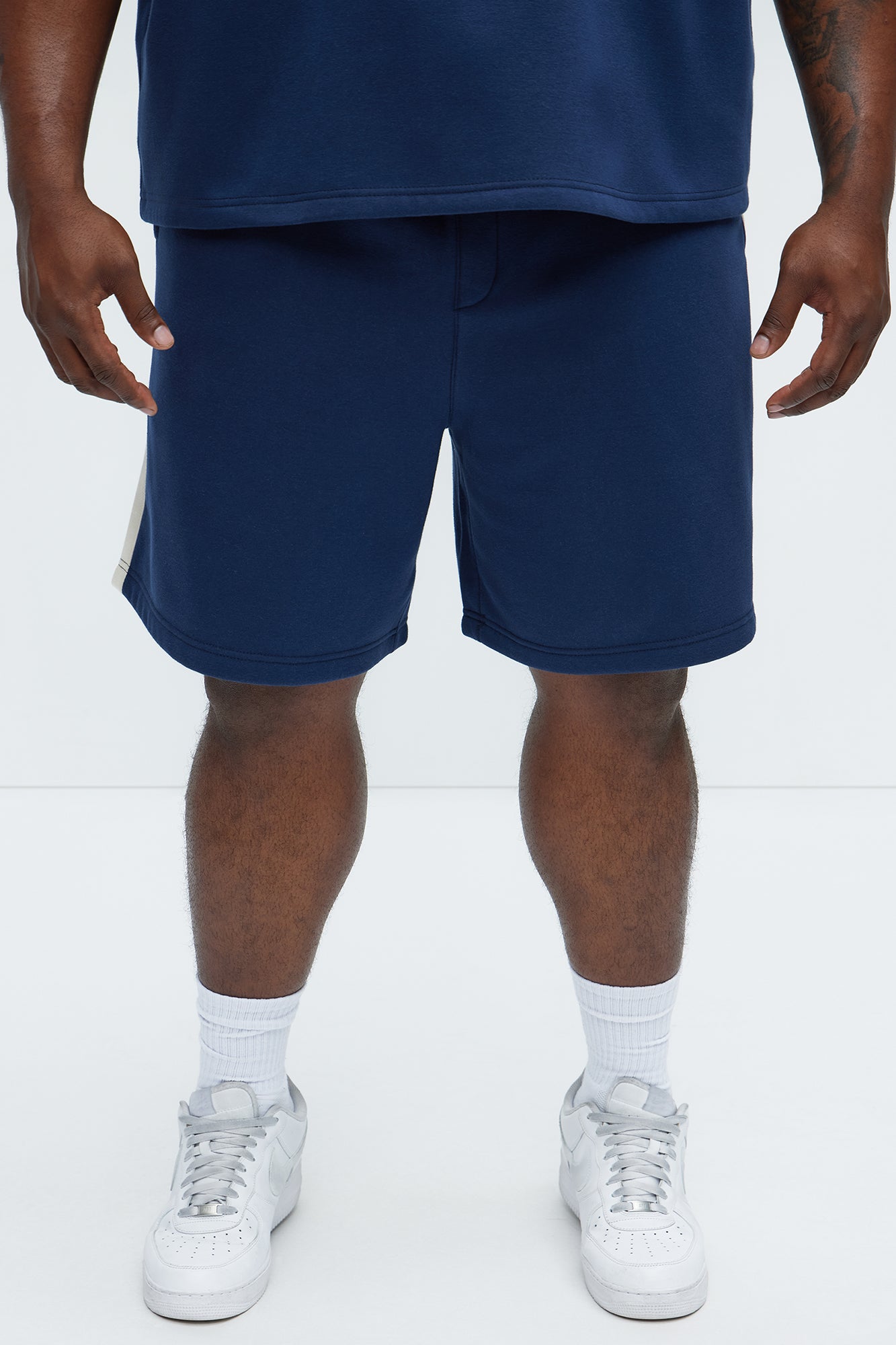 Tyson Oversized Heavyweight Striped Shorts - Navy - Image 6