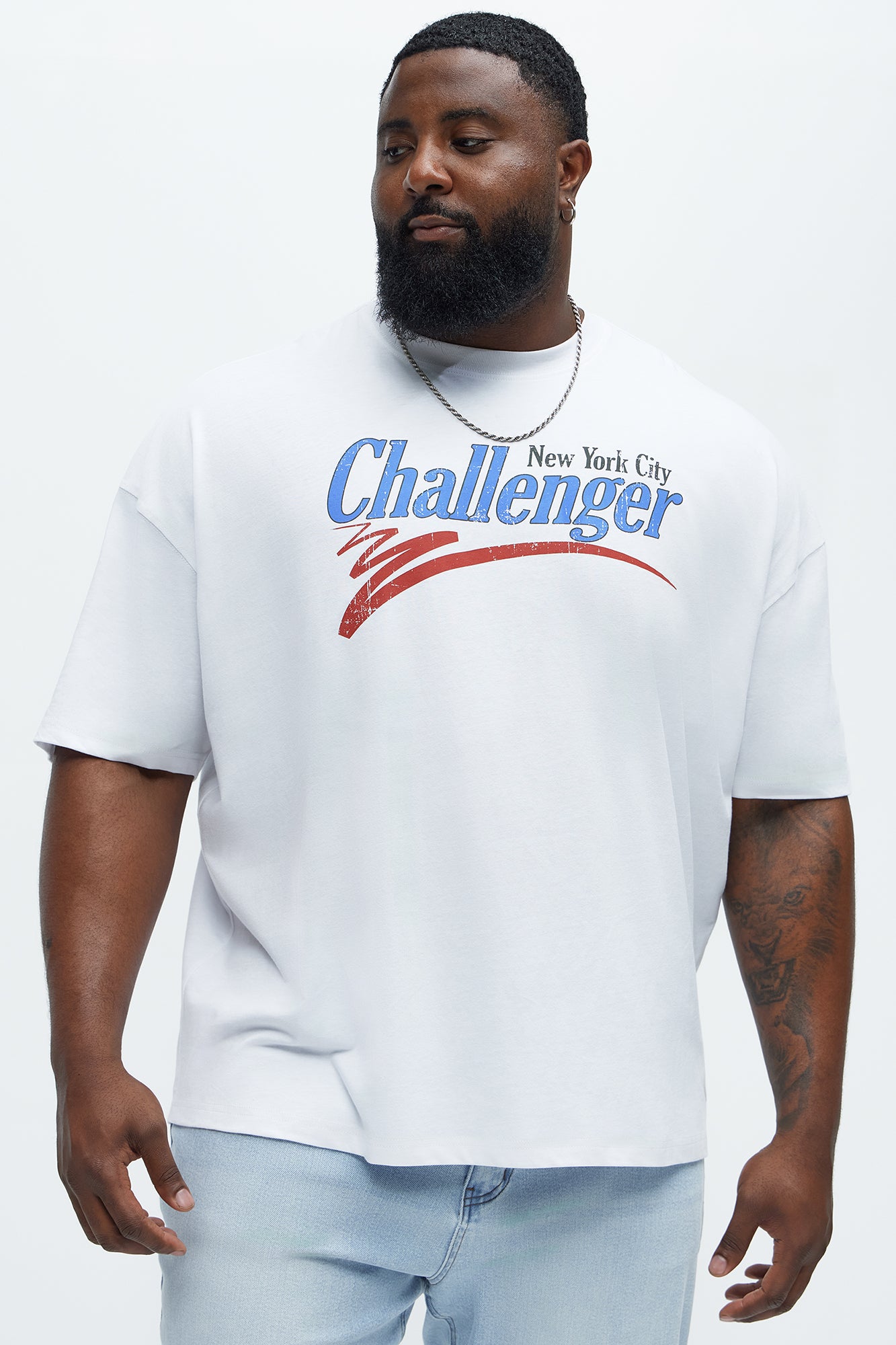 NYC Challenger Oversized Short Sleeve Tee - White - Image 4