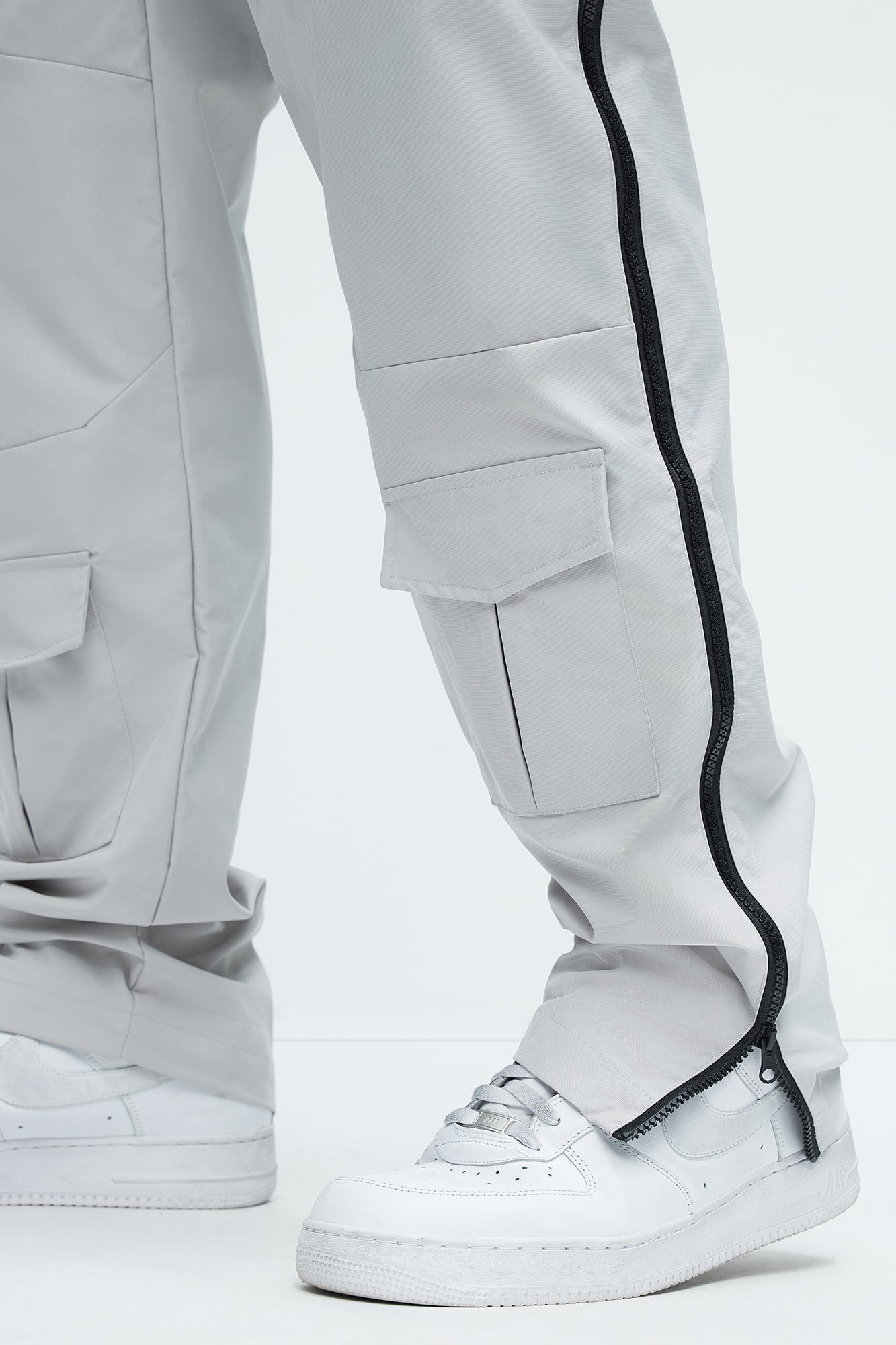 All Along Zipper Straight Nylon Cargo Pants - Grey - Image 10