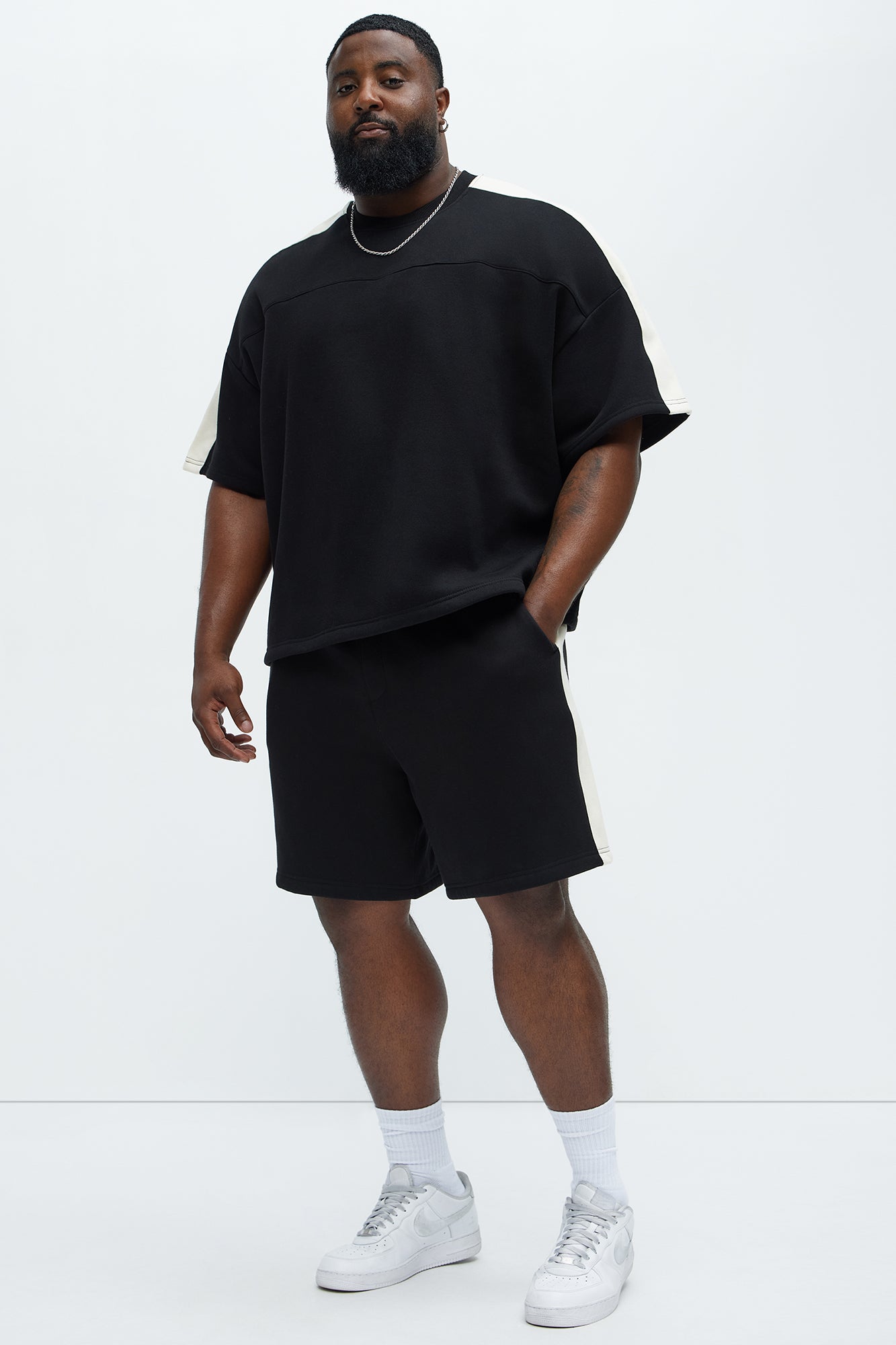 Tyson Oversized Heavyweight Striped Tee - Black - Image 6