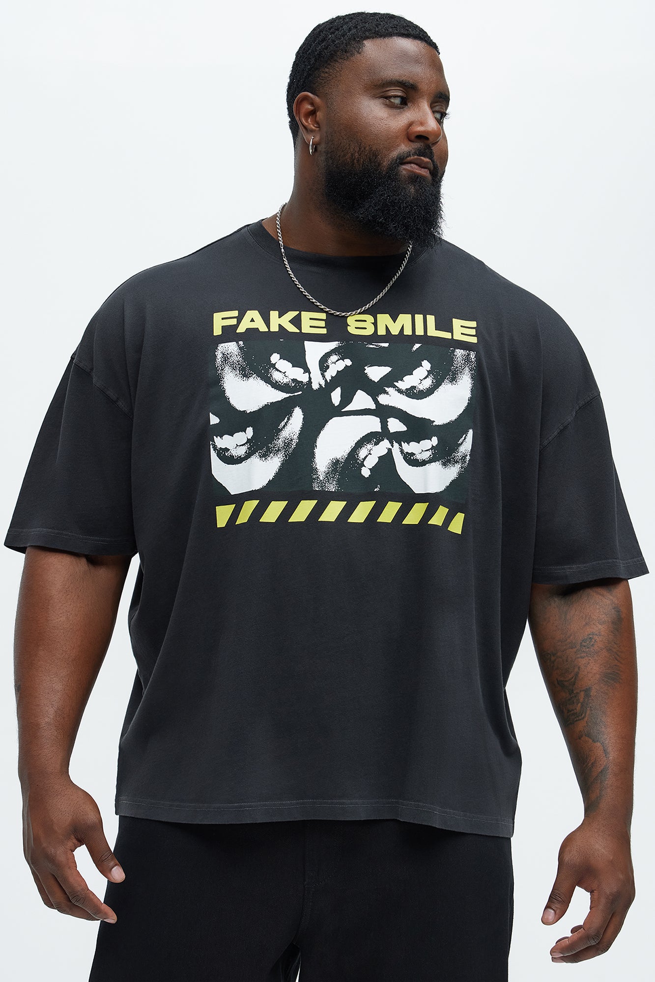 Fake Smile Oversized Short Sleeve Tee - Black - Image 4