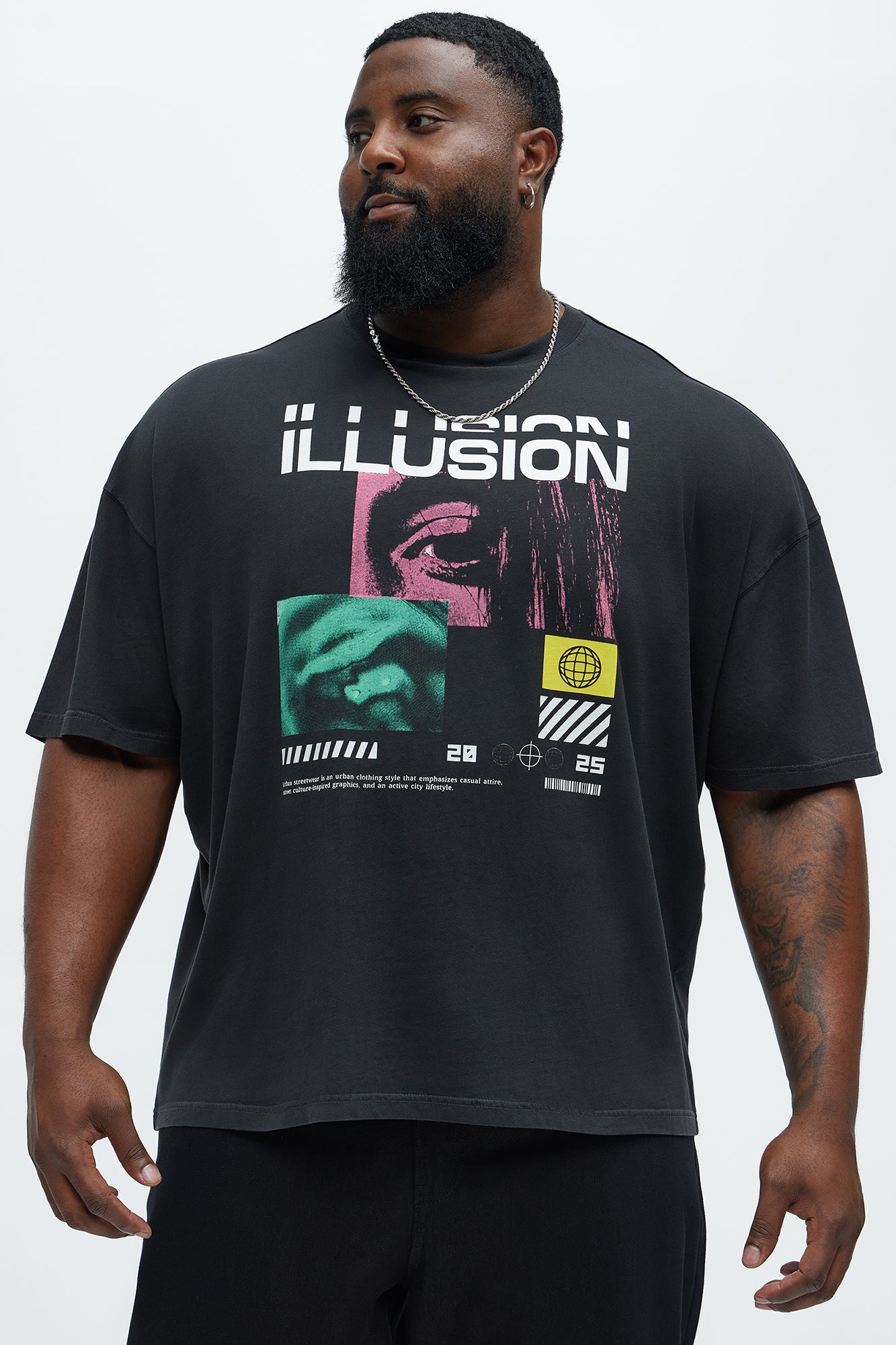World Illusion 2025 Oversized Short Sleeve Tee - Black - Image 4
