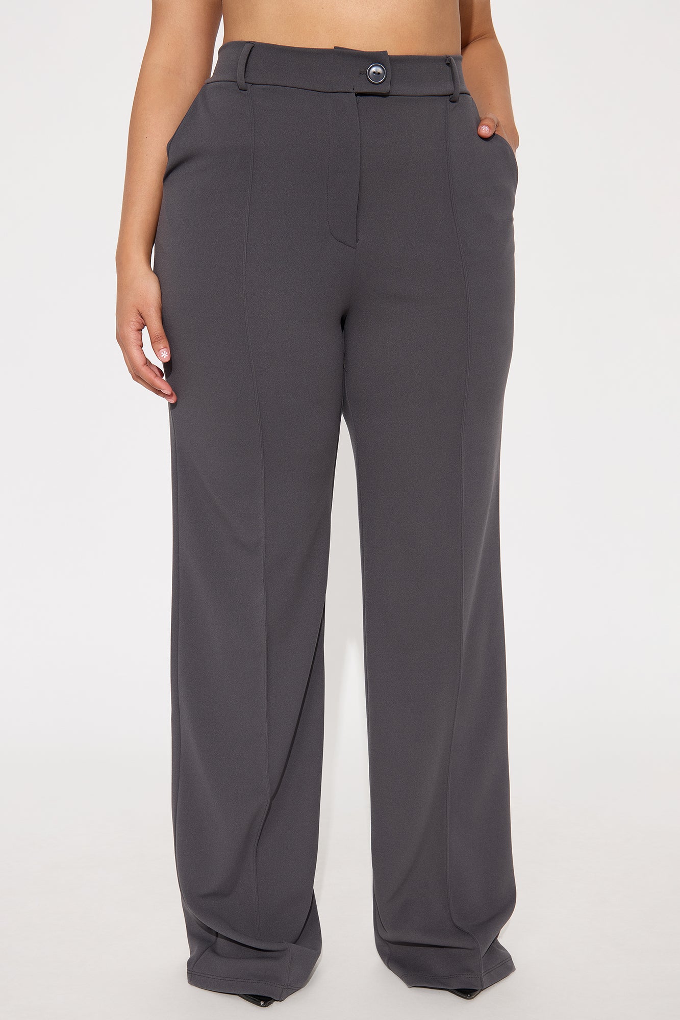 Tall Heidi Wide Leg Trouser Pant - Charcoal - Image 5