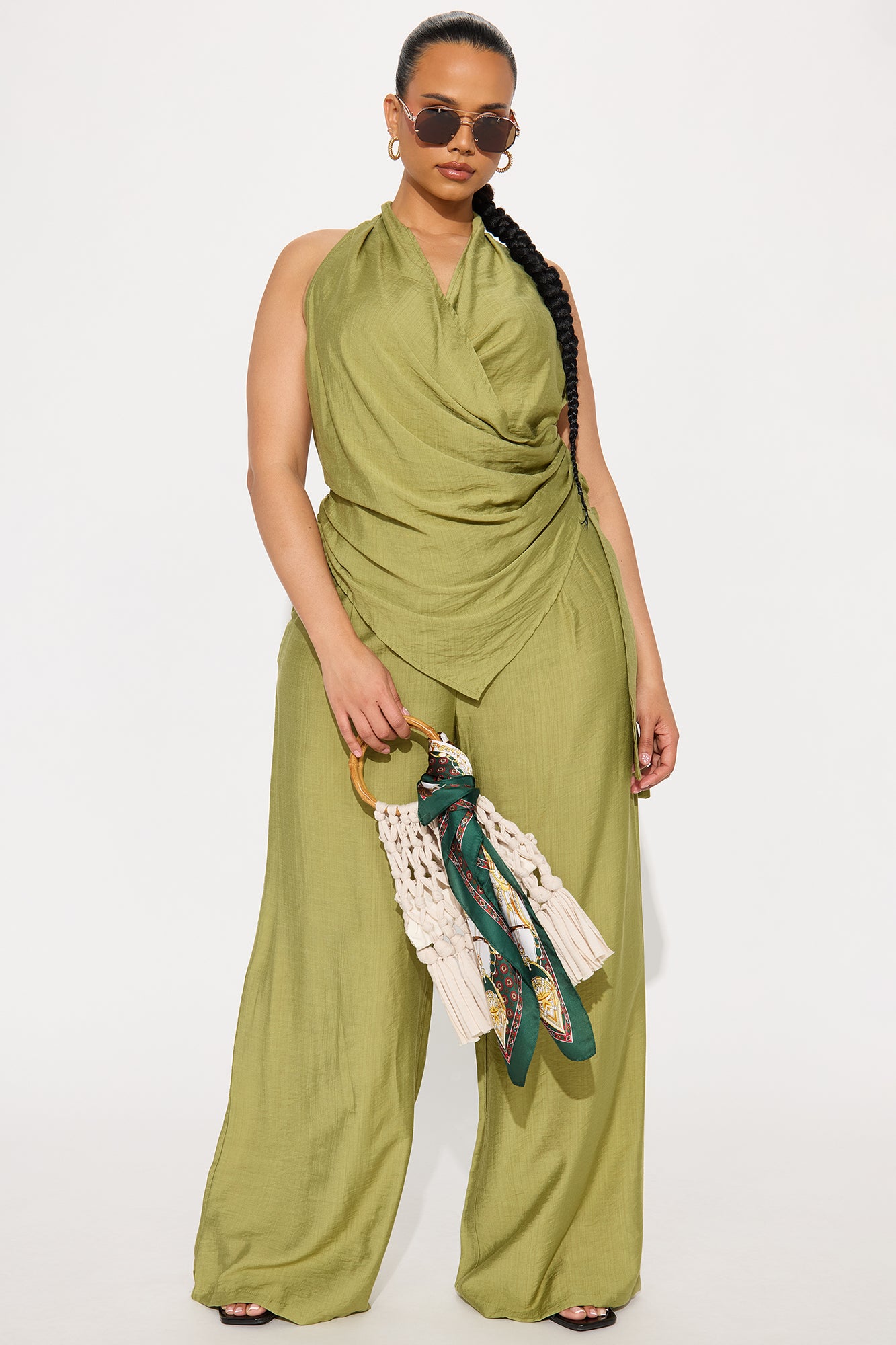 Kendra Surplice Pant Set - Sage - Image 4