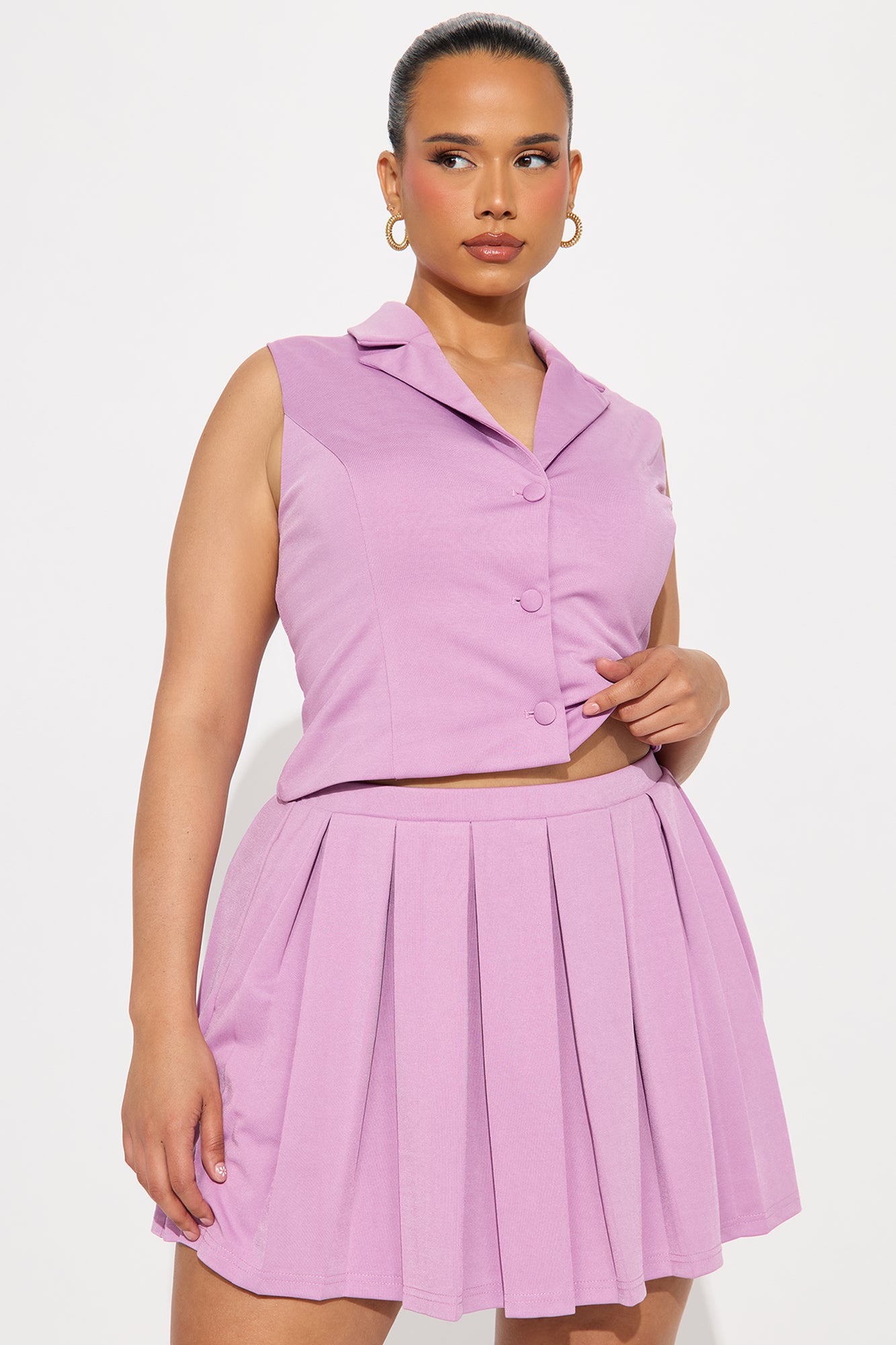 Bianca Ponte Pleated Mini Dress - Lavender - Image 4