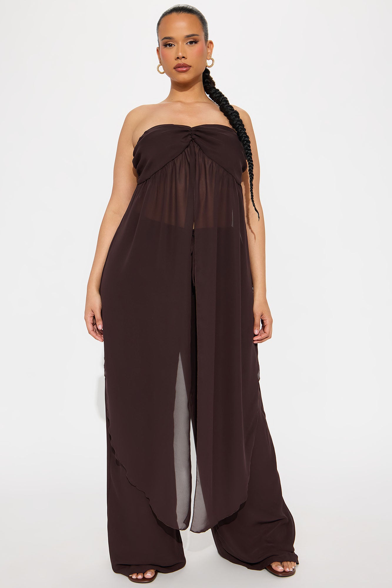 Coastal Elegance Pant Set - Brown - Image 4