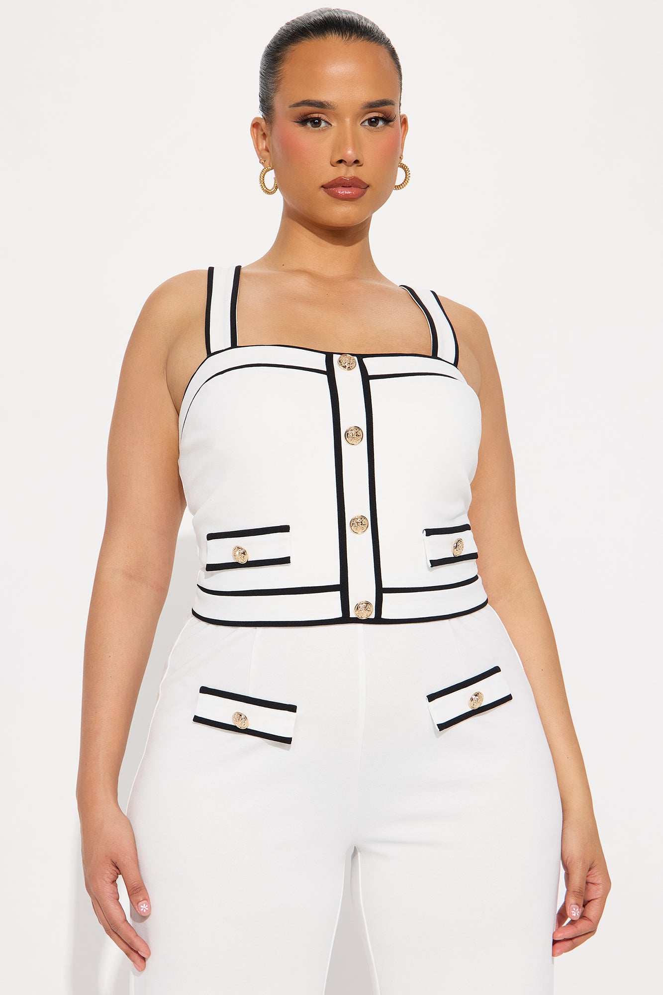 Audrina Pant Set - White/Black - Image 5