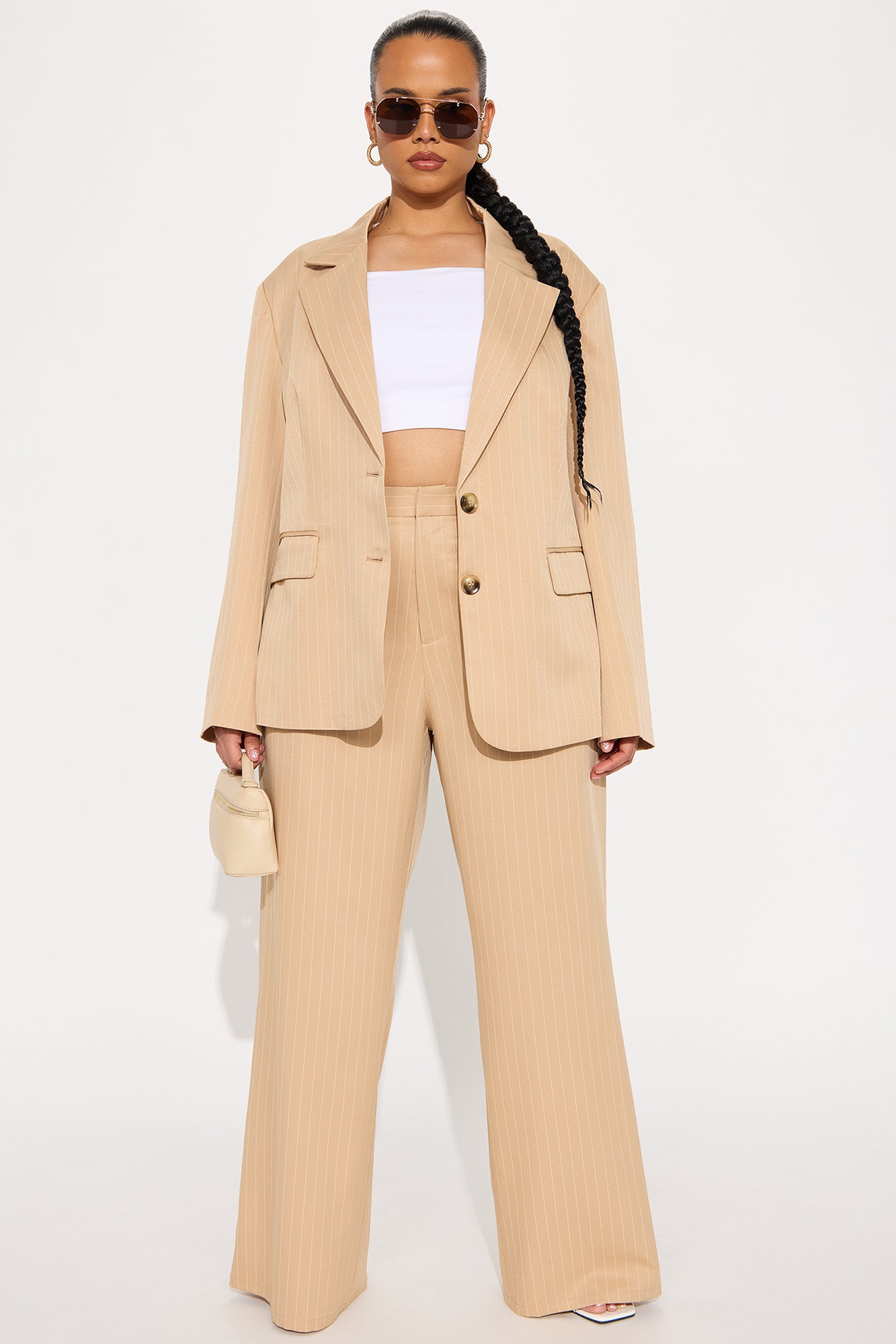 Kelsey Pinstripe Blazer - Tan - Image 6