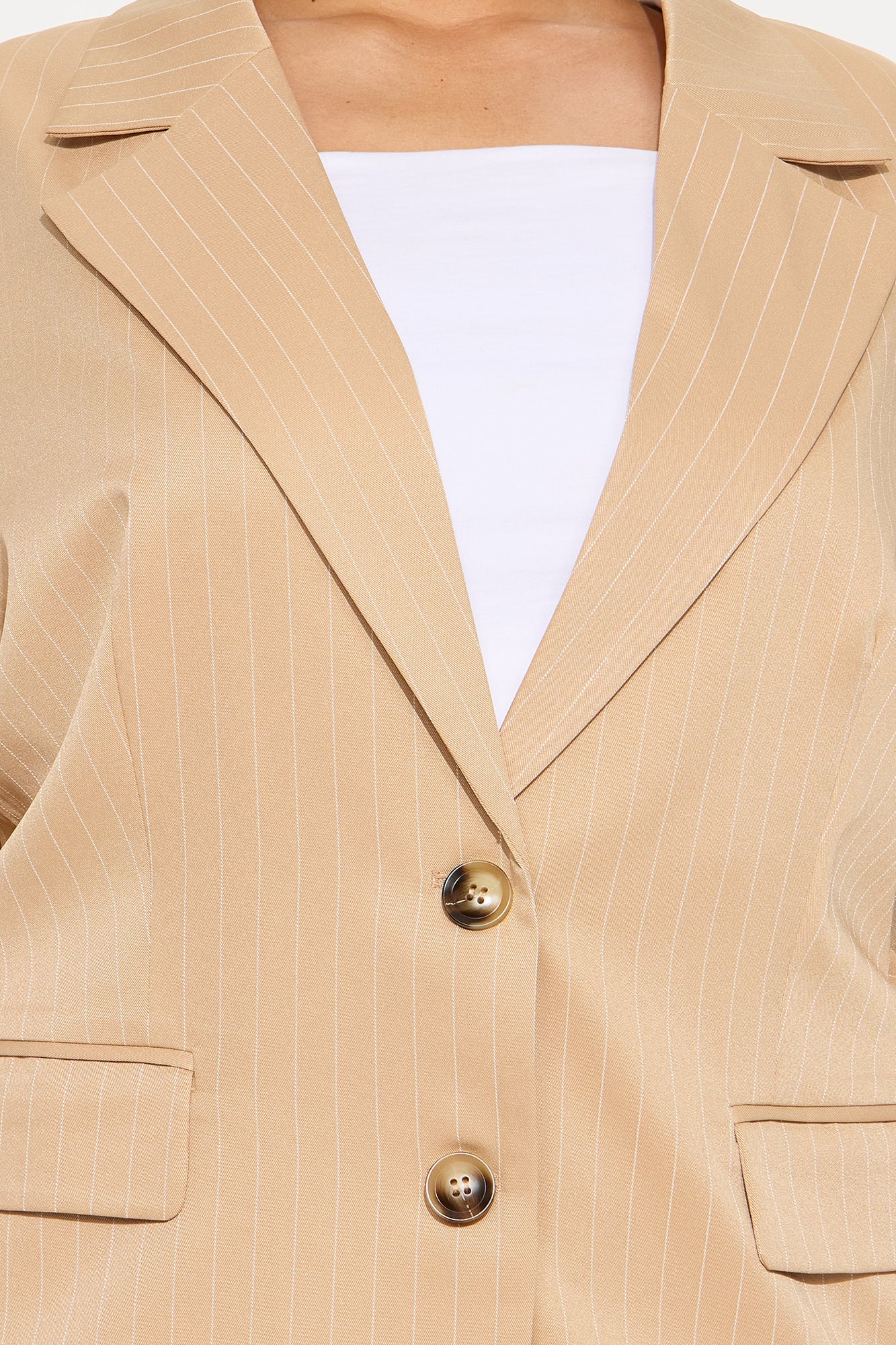 Kelsey Pinstripe Blazer - Tan - Image 7