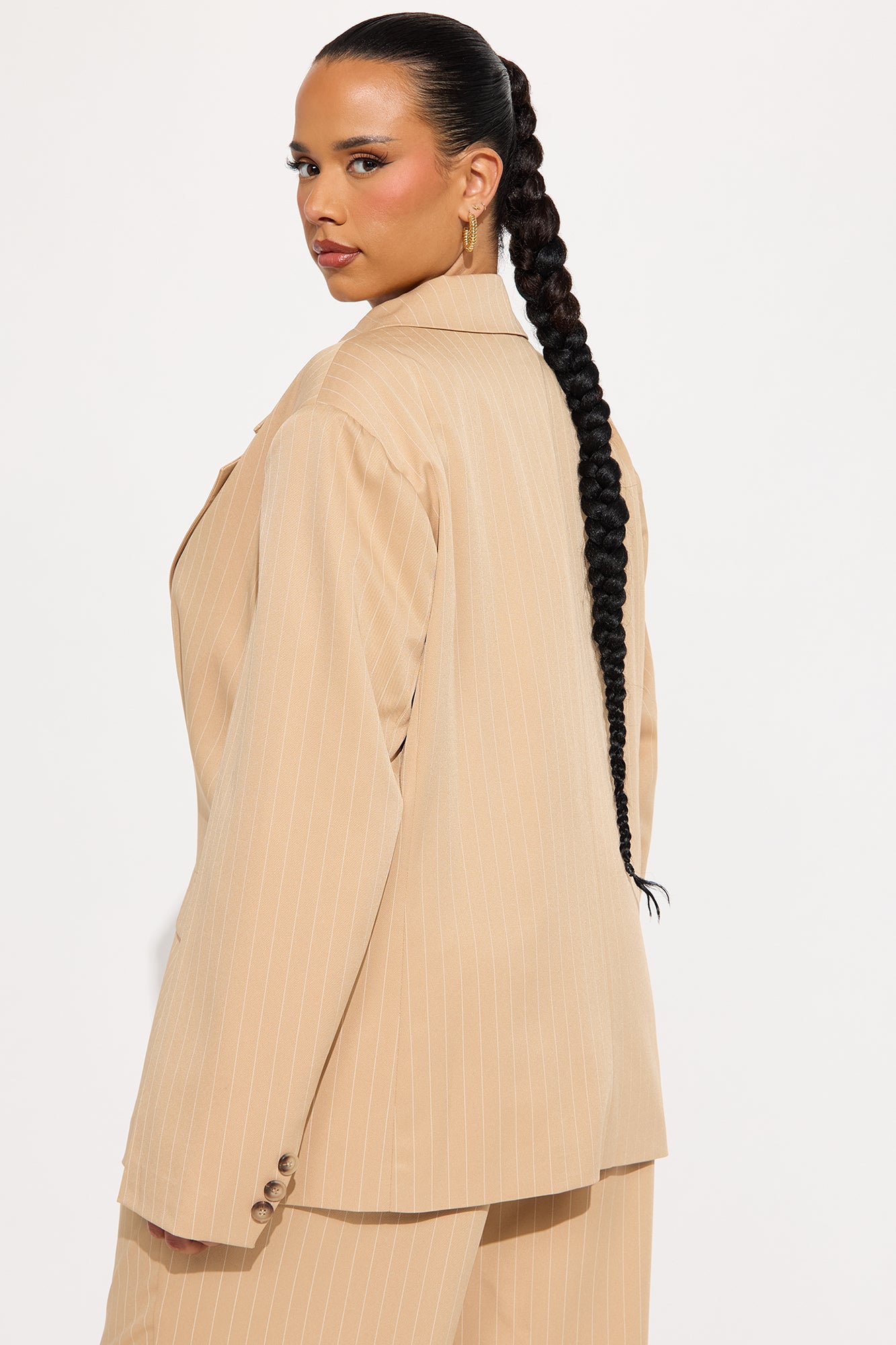 Kelsey Pinstripe Blazer - Tan - Image 8