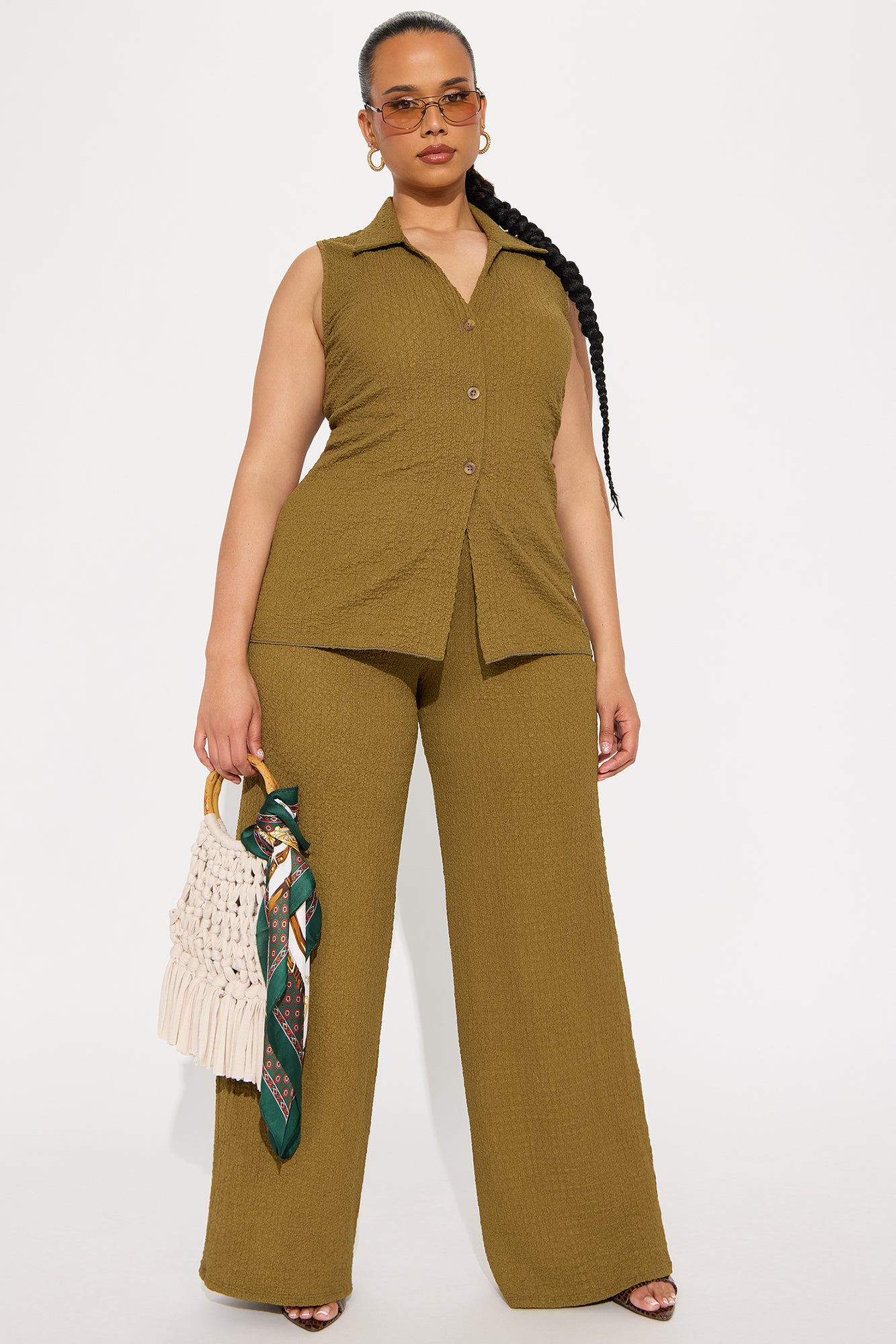 The Way You Move Textured Pant Set - Olive - Image 4