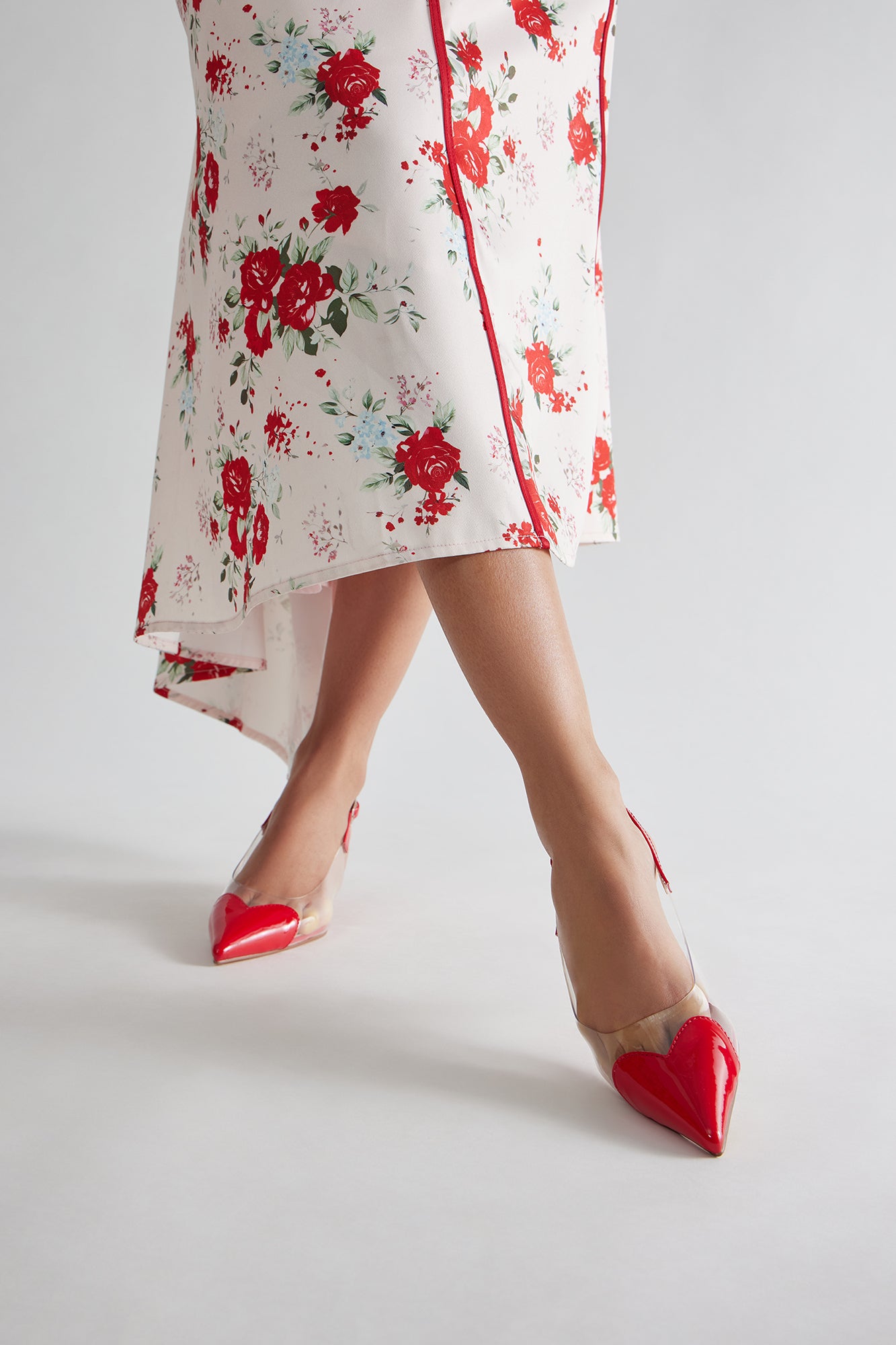 Carrie Clear Heart Kitten Heels - Red - Image 4