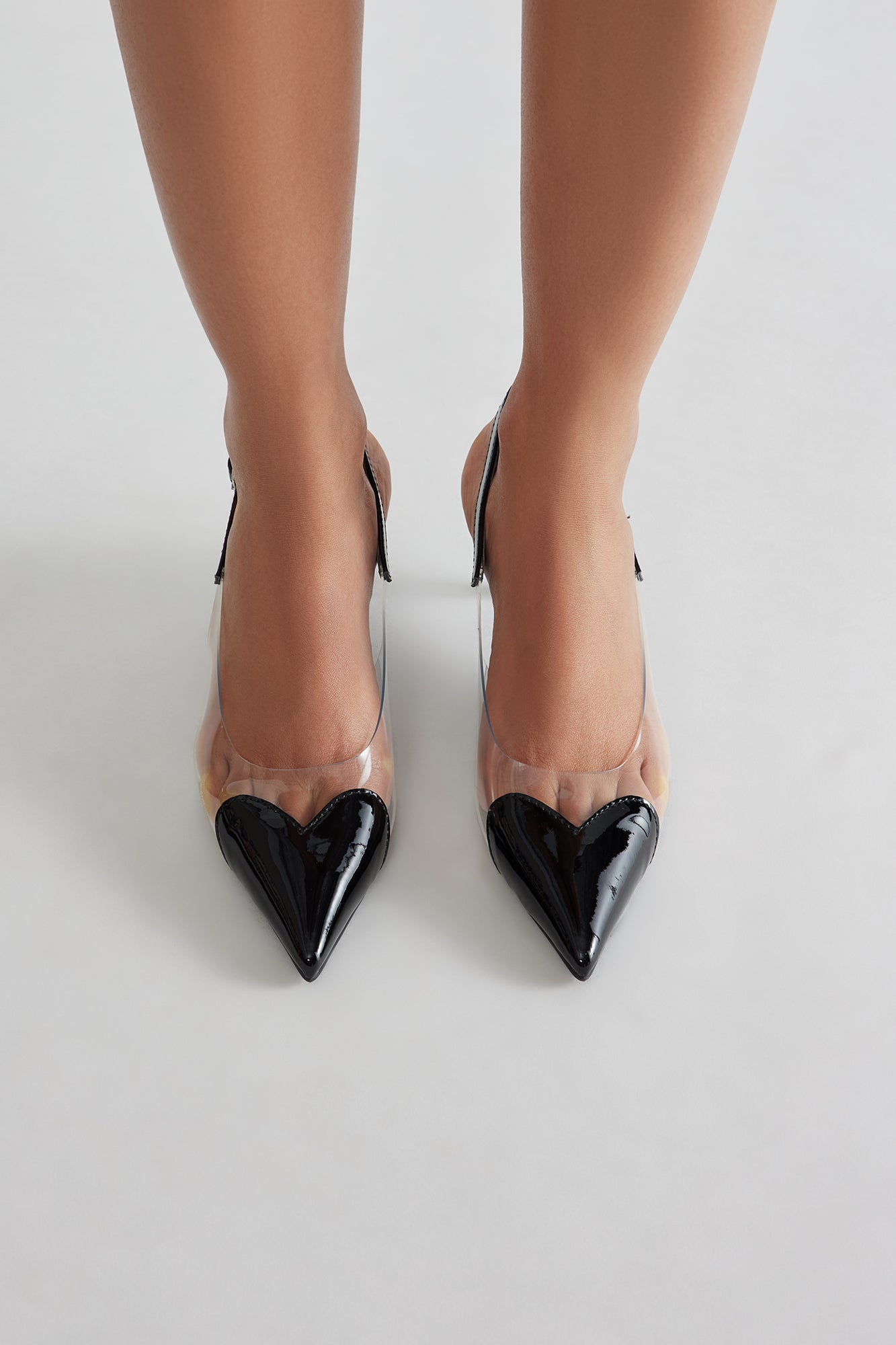 Carrie Clear Heart Kitten Heels - Black - Image 3