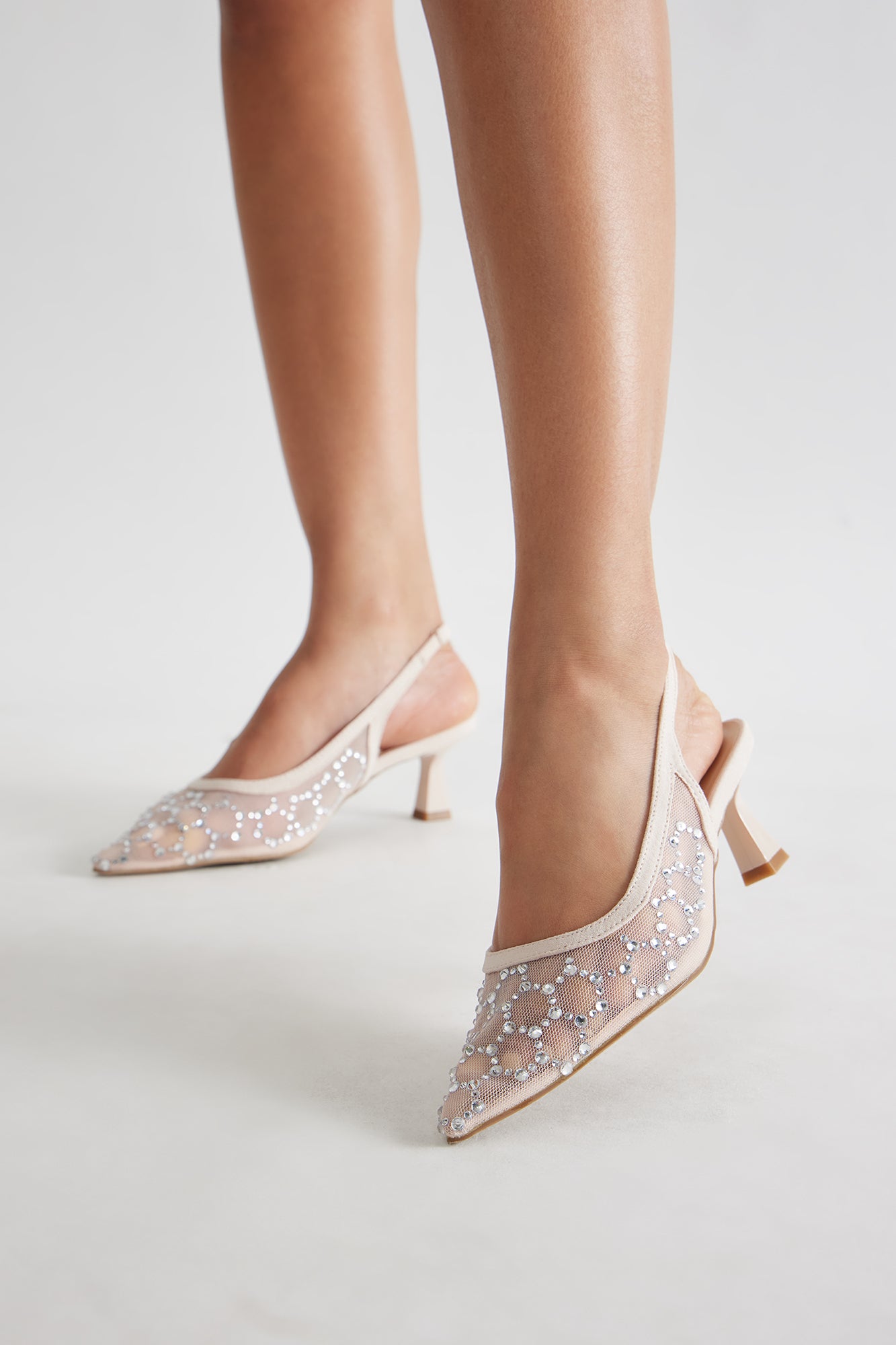Mich Rhinestone Slingback Pumps - Nude - Image 4