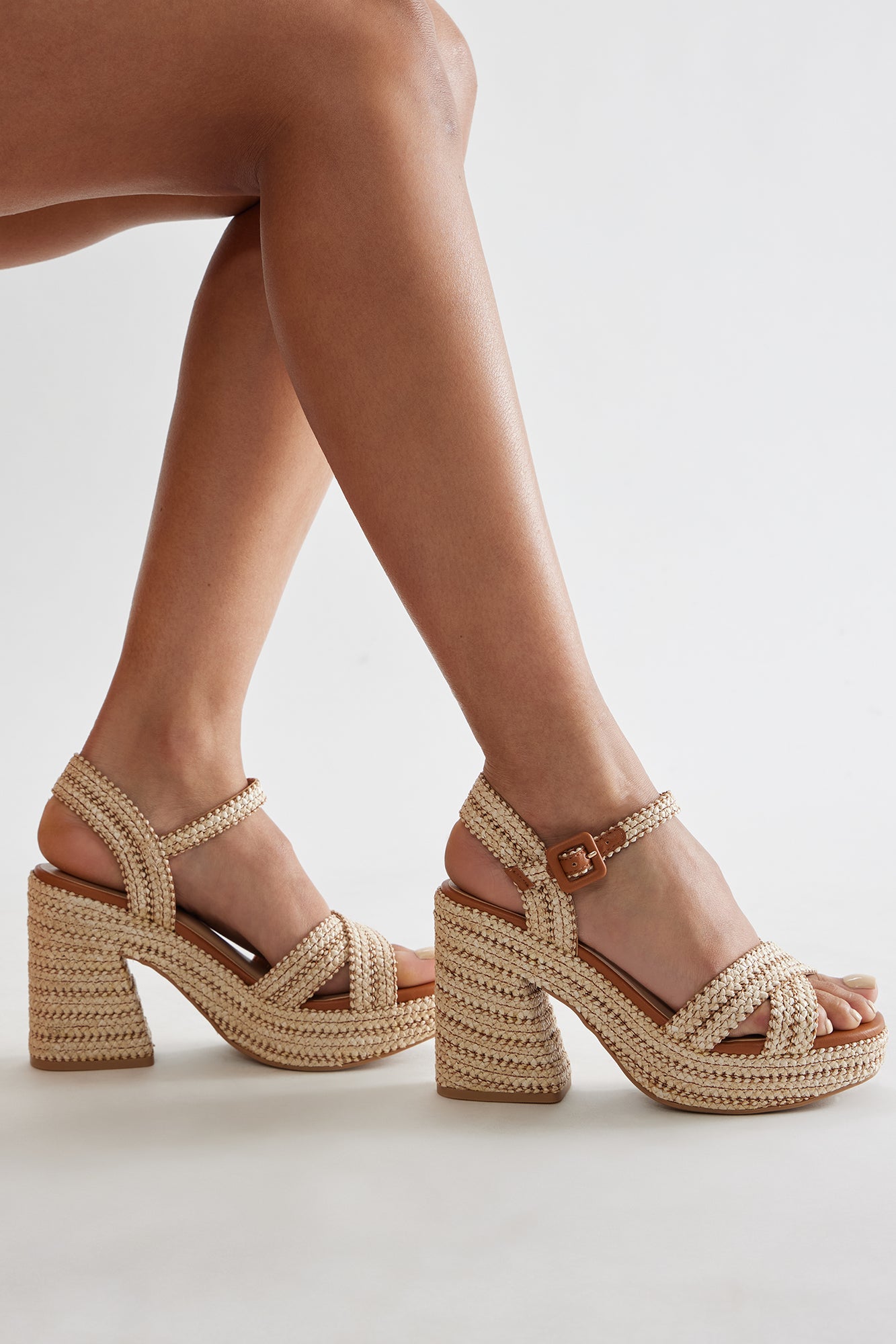 Beckett Raffia Heeled Sandals - Natural - Image 3