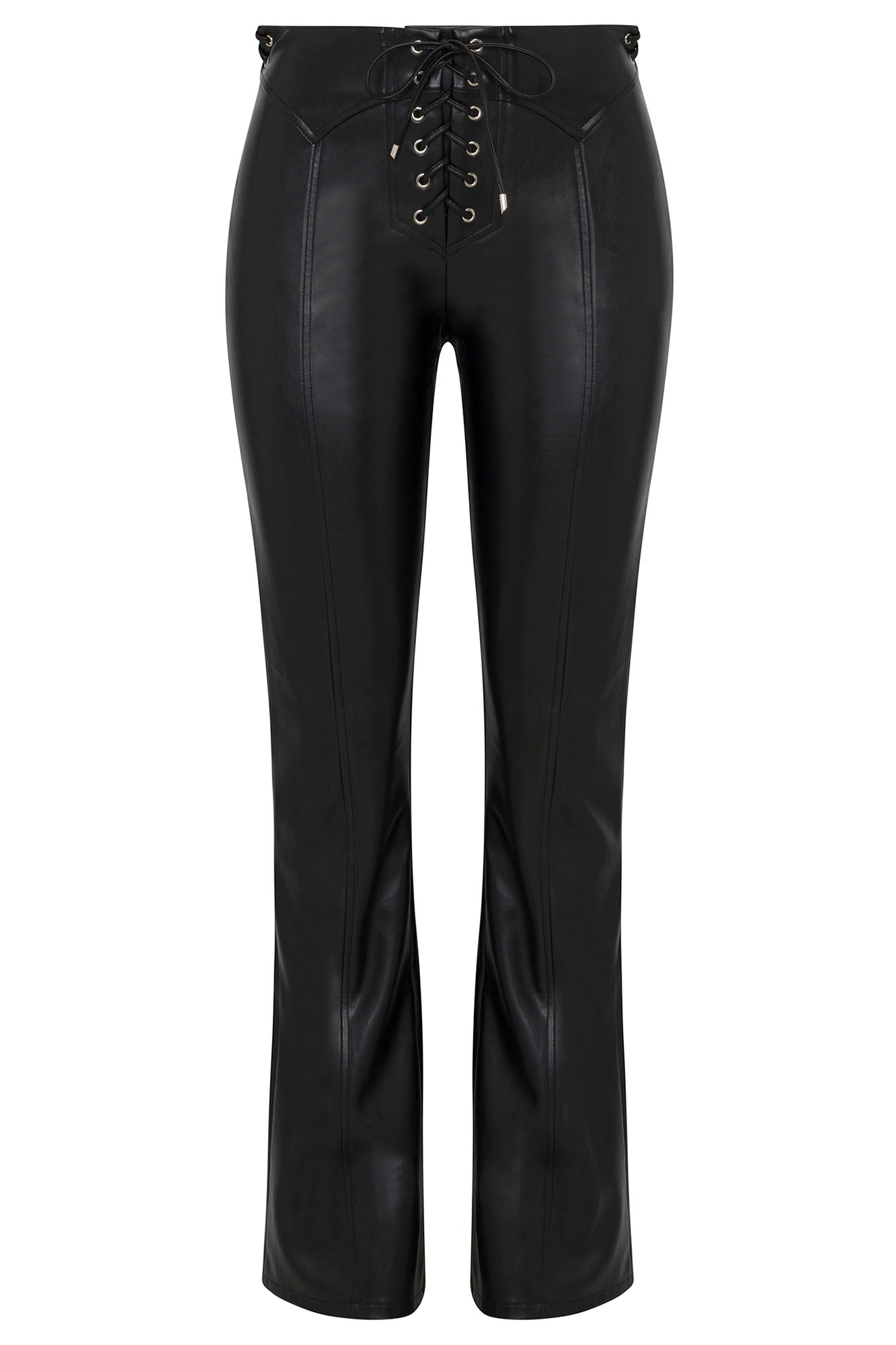 Vivienne Faux Leather Lace Up Pant - Black - Image 9