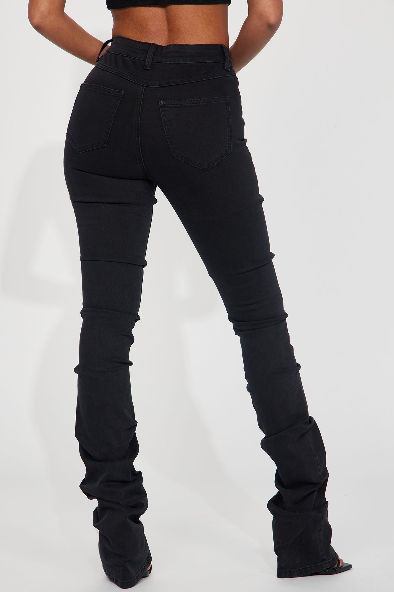 Tall See Me High Rise Stacked Straight Leg Jeans - Black - Image 3