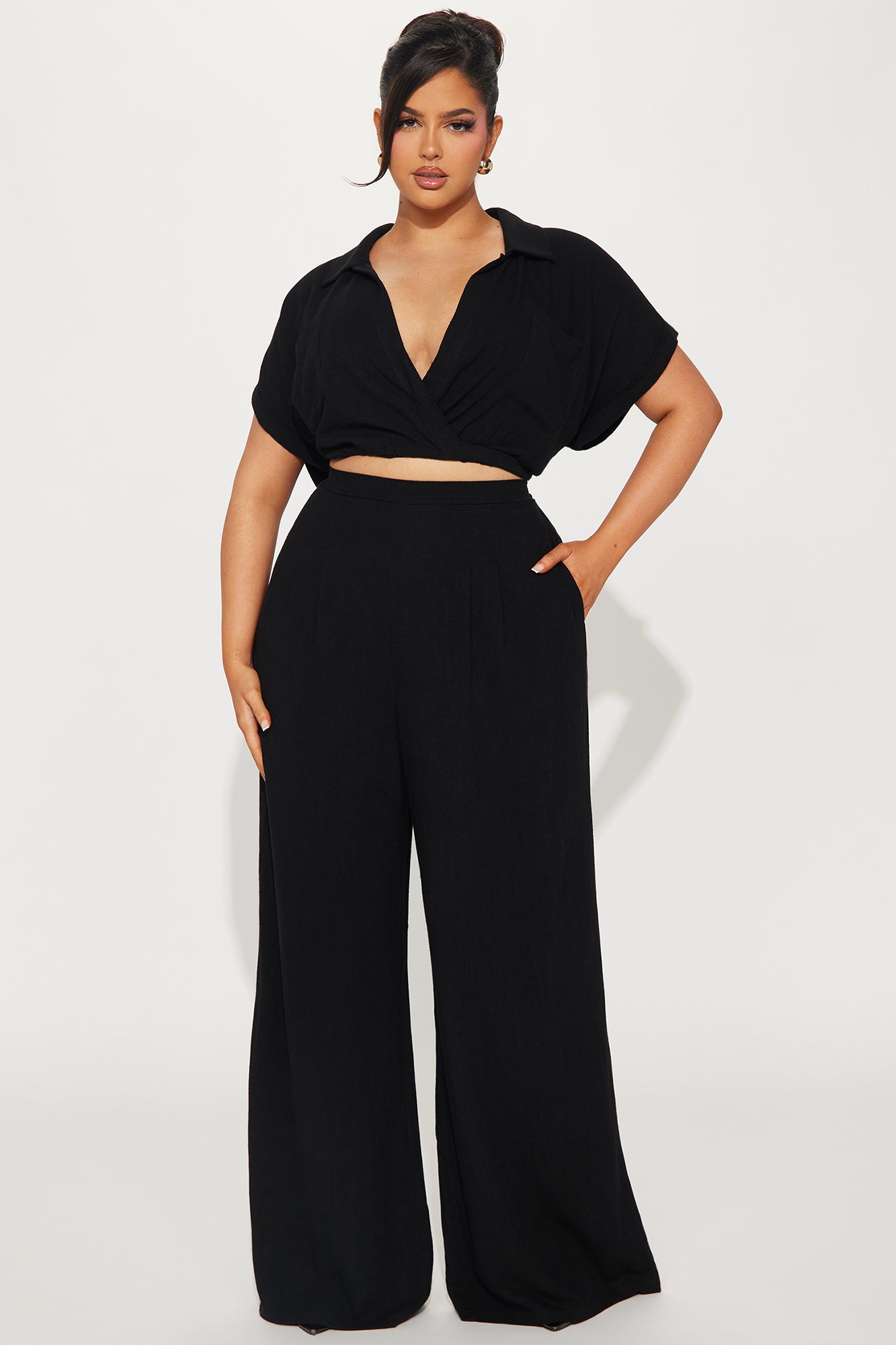 Andrea Linen Pant Set - Black - Image 4